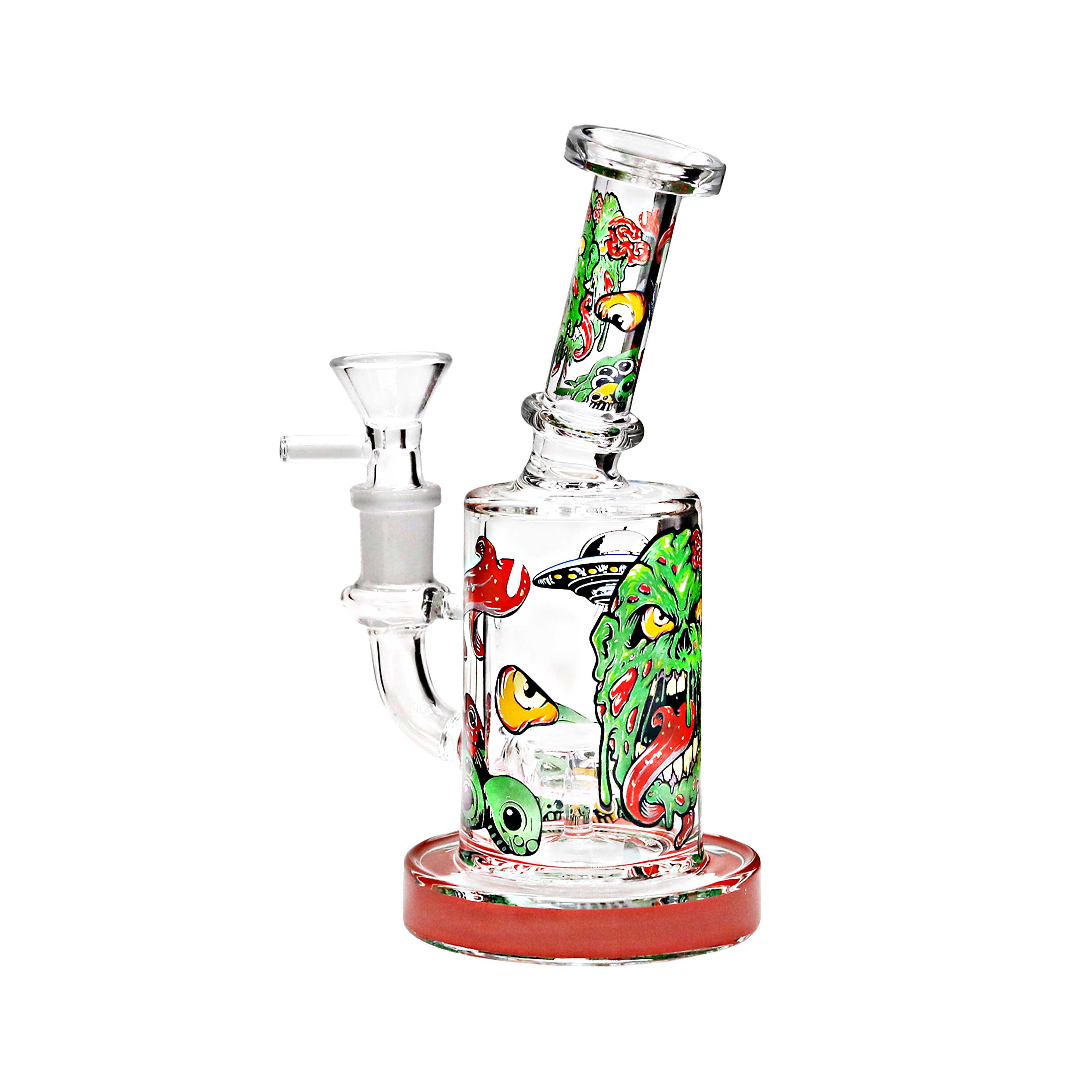 Mixed Printed Designs With Matrix Perc Bent Neck Waterpipe (WPB1023) | 6 inch | Assorted Colors product image