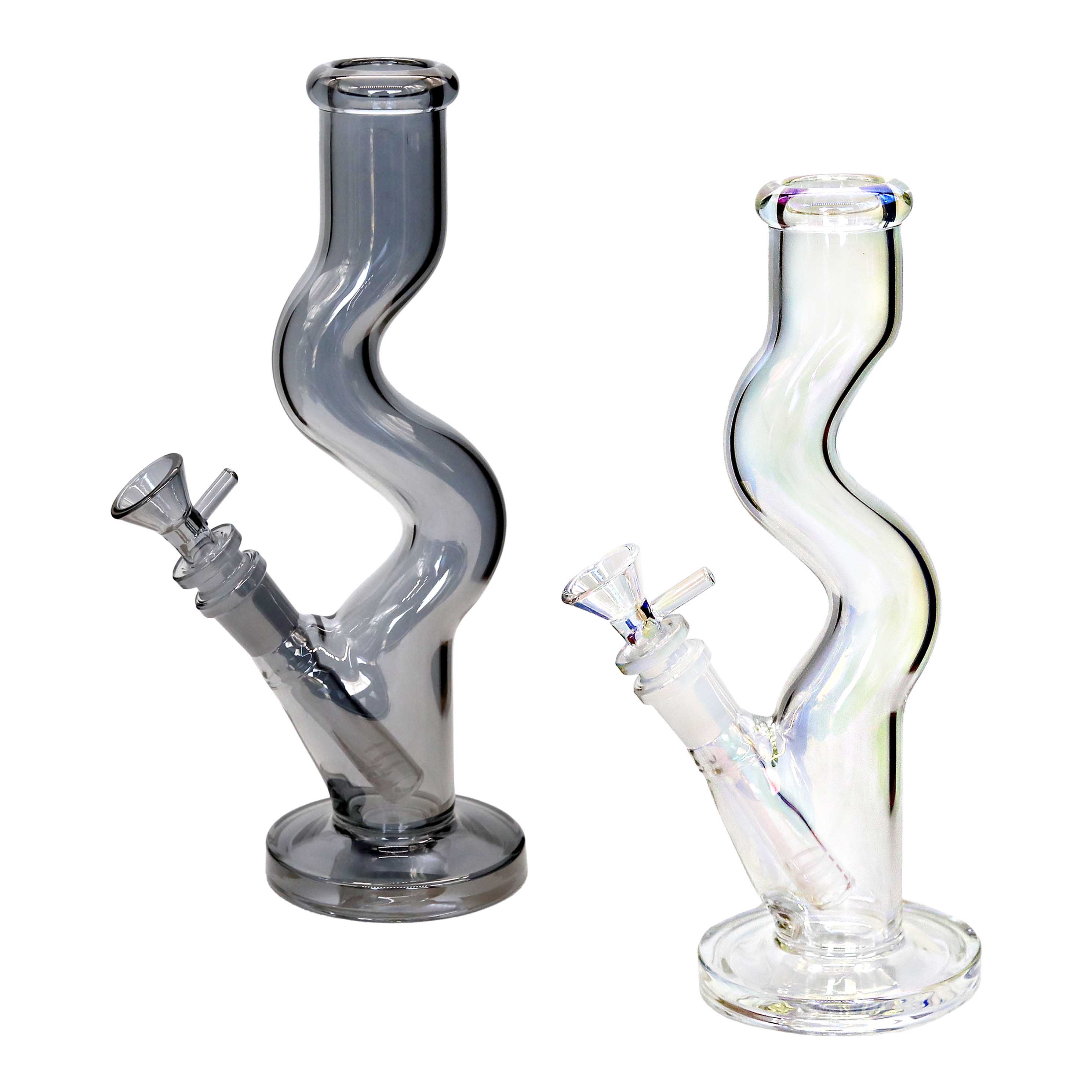Frosted Double Shaded Wavy Waterpipe (WPB1026) | 10 inch | Assorted Colors product image