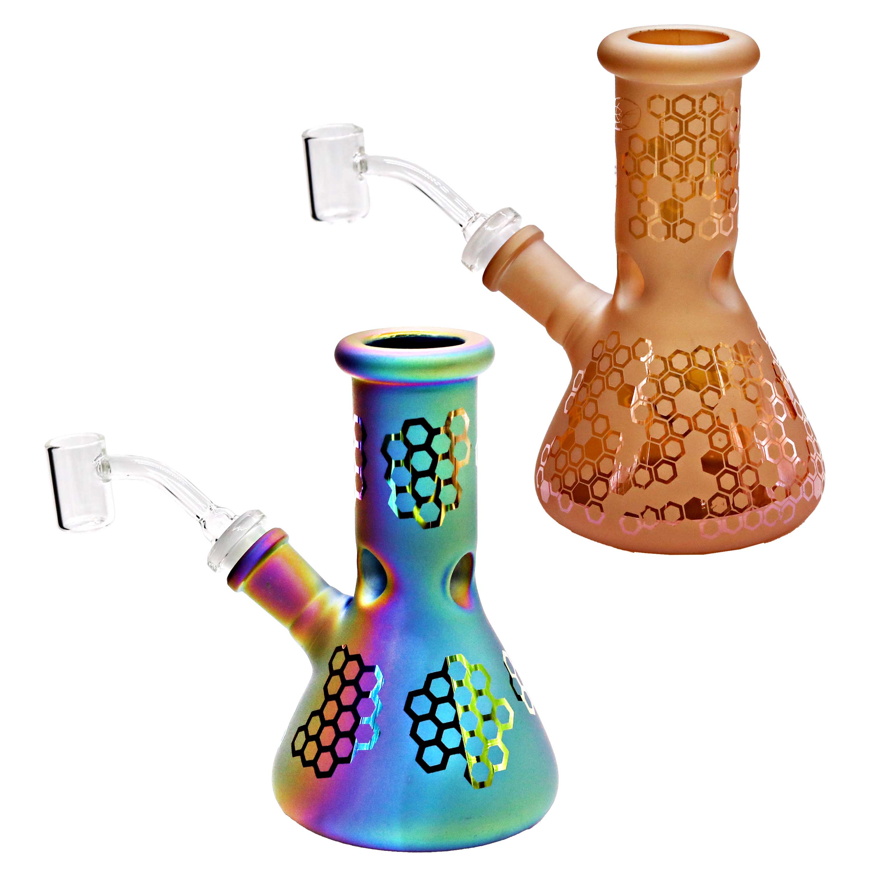 Electroplated Matte Finish Mixed Design Heavy Beaker Waterpipe (WPL9402/WPQ204) | 6.5 inches | Assorted Colors product image