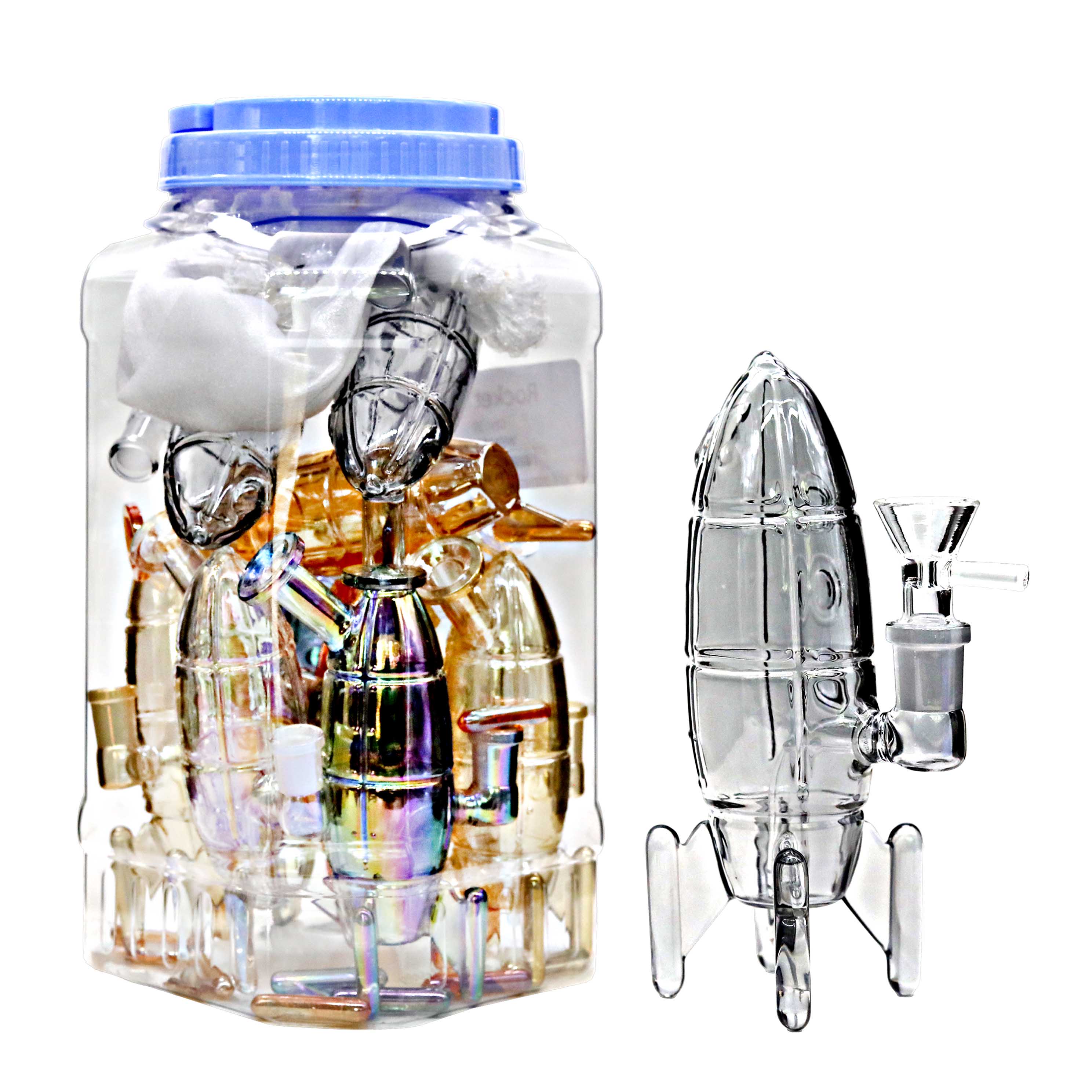 Gold Fumed Rocket Waterpipe (WPM0010) | 7 inch | 10 Count Display product image