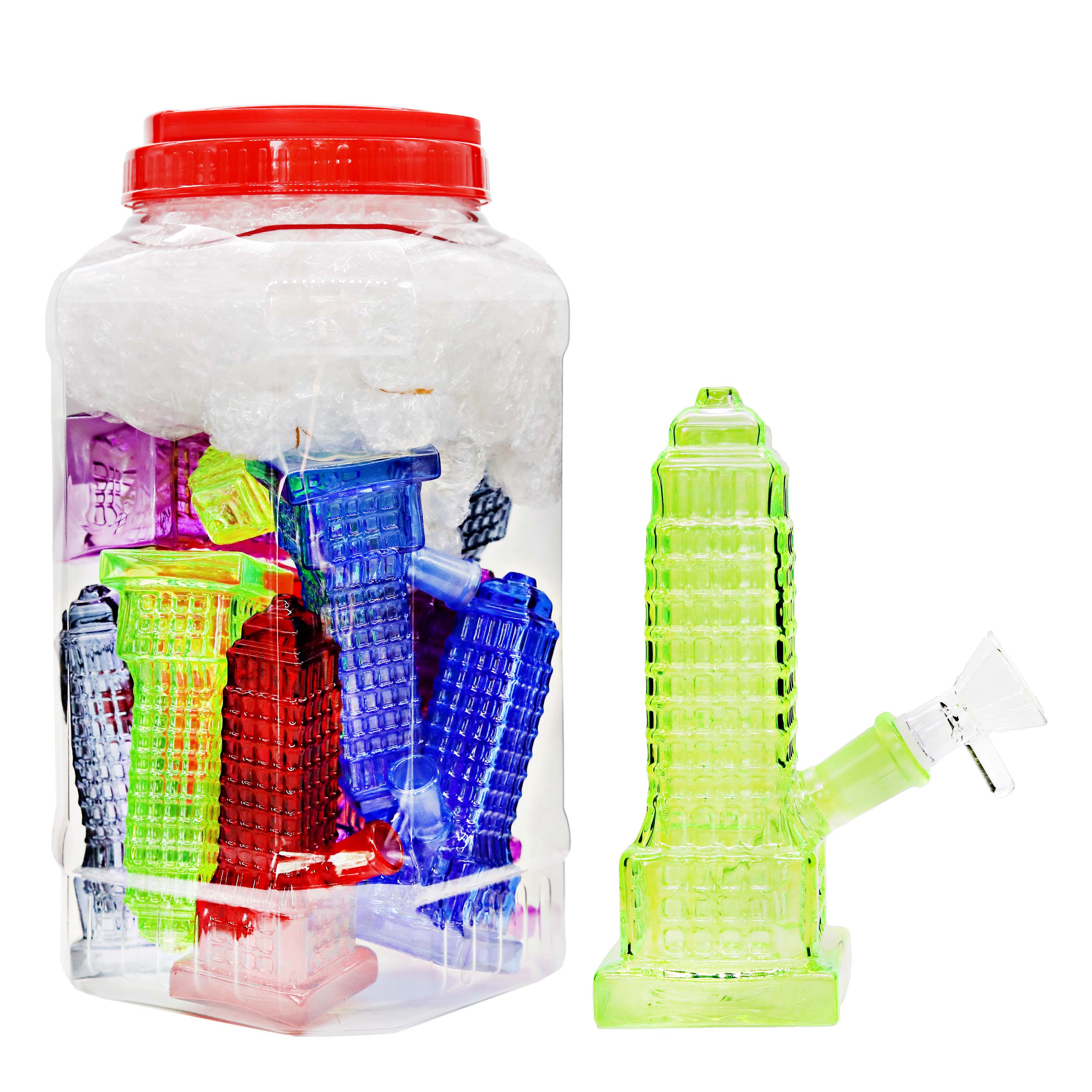 Full Color Tower Design Waterpipe (WPM0016) | 7 inch | 12 Count Display product image