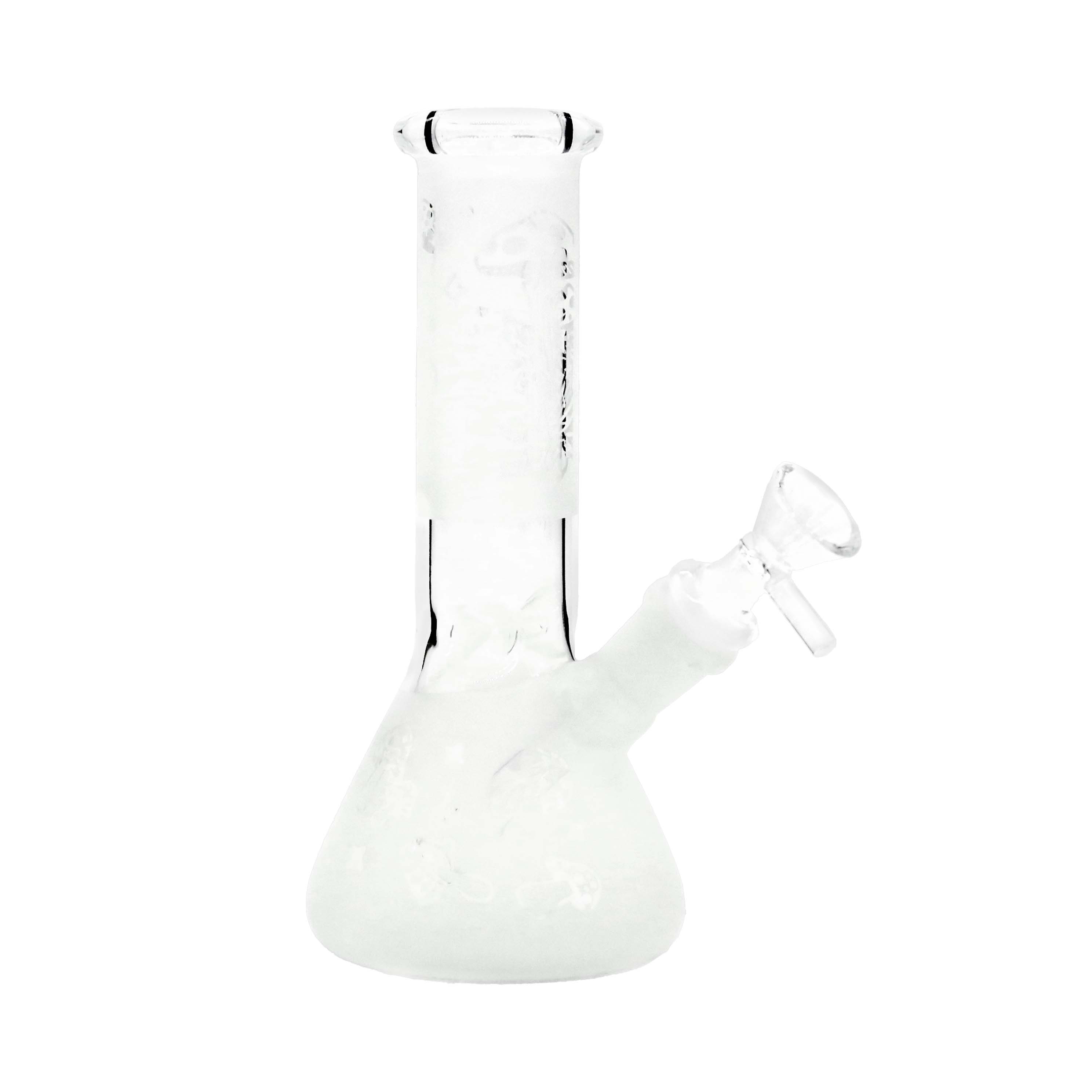 Frosted Color Etched Designs Mini Beaker Waterpipe (WPM0023) | 8 inch product image