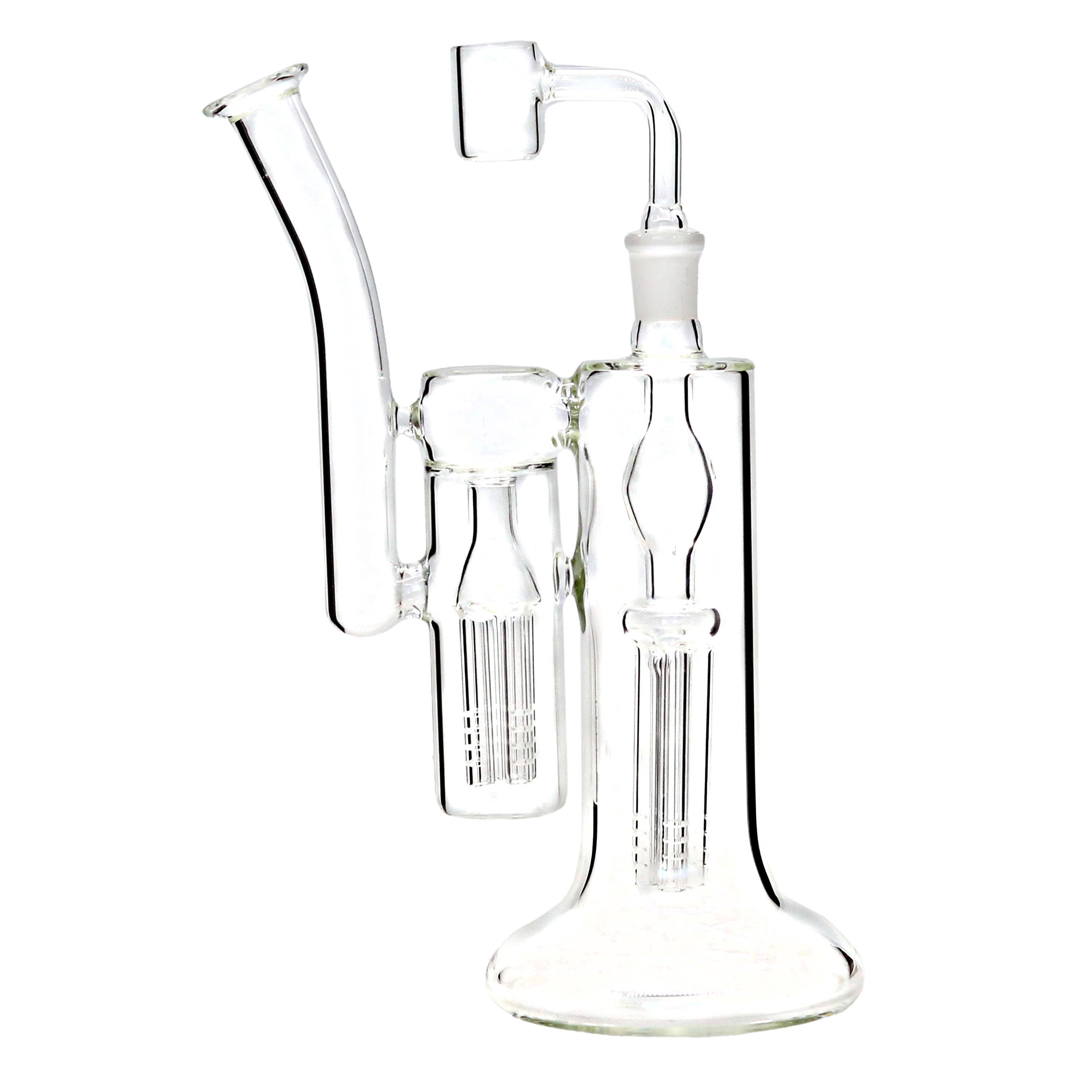 Double Matrix Perc Recycler Bent Neck Waterpipe (WPM0110) | 10 inch | Assorted Colors product image