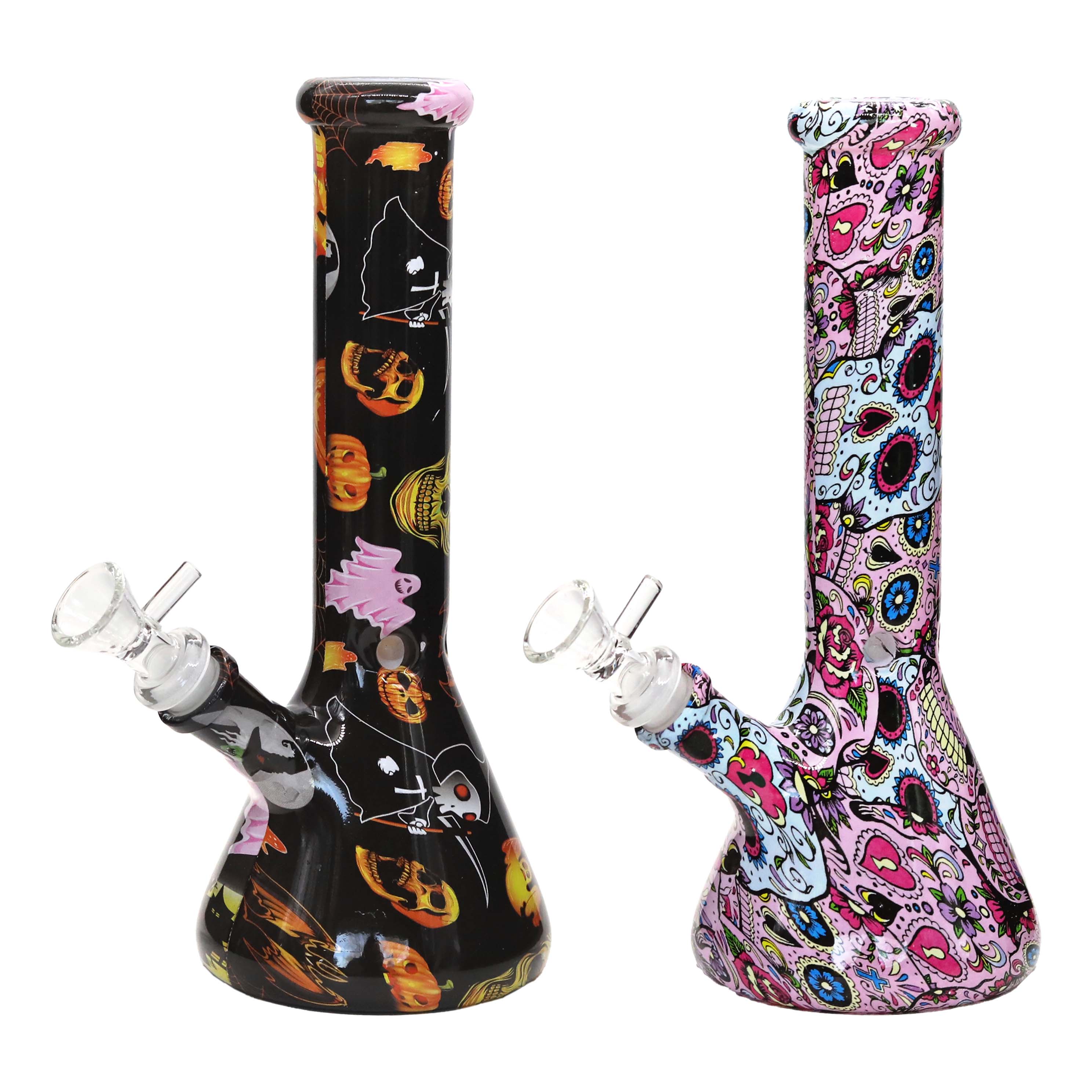 3D Look Mixed Printed Designs Beaker Waterpipe (WPM0134) | 10 inch | Assorted Colors - image 1 of 2
