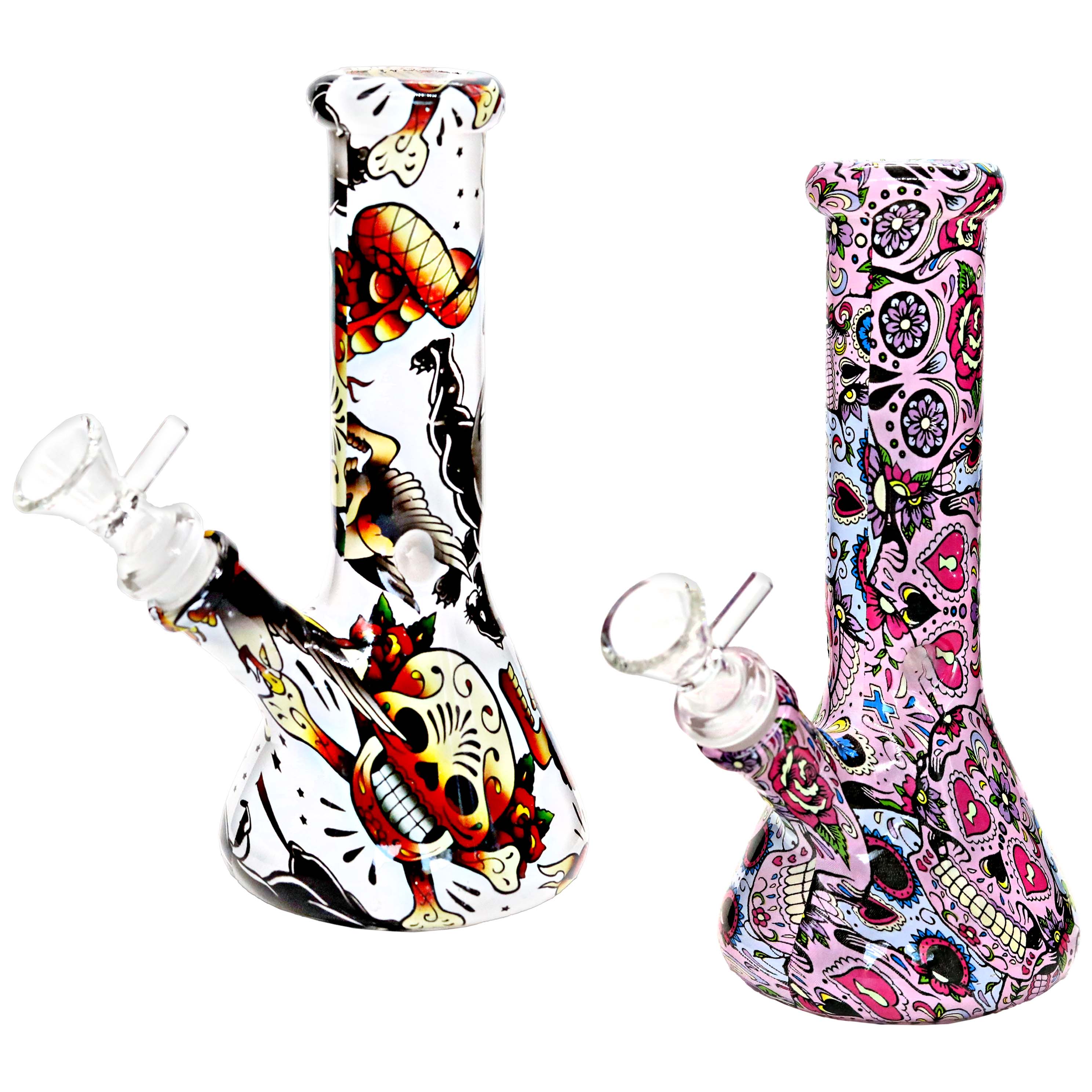 3D Look Mixed Marble Printed Designs Beaker Waterpipe (WPM0135) | 8 inch | Assorted Colors - image 1 of 2