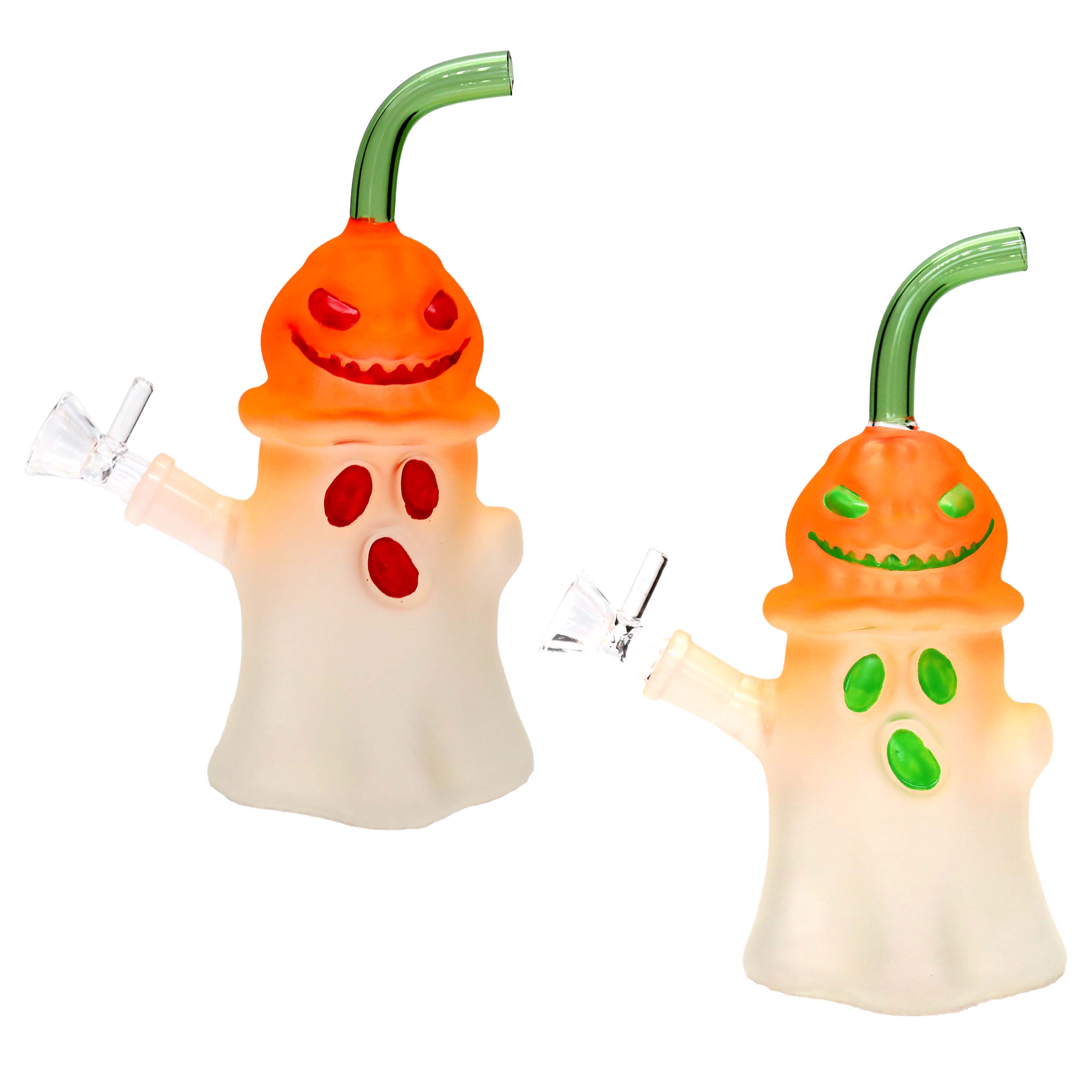 Frosted Look Glow In The Dark Ghost Waterpipe (WPM0164) | 8 inch product image