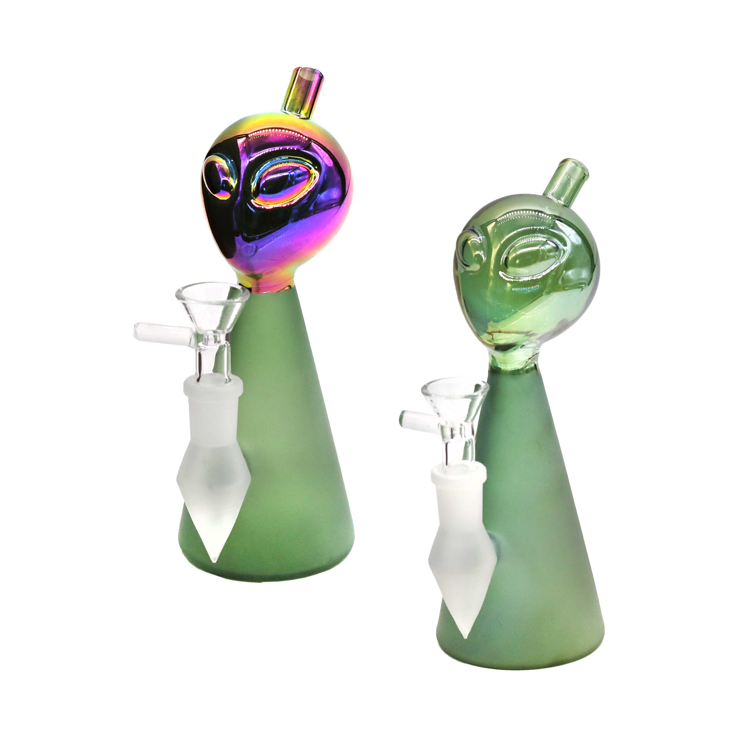 Electroplated Alien Face With Matt Finish Dome Shaped Body Waterpipe (WPM0172) | 7.5 inches | Assorted Colors product image