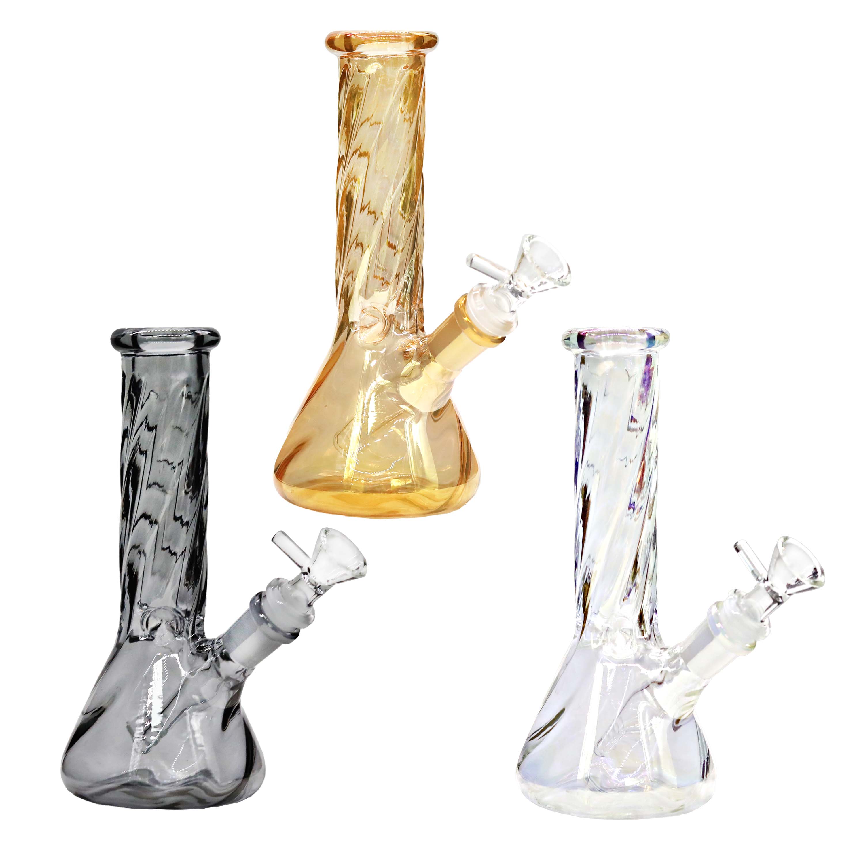 Electroplated Swirl Design Beaker Waterpipe (WPM0218) | 8 inch  product image
