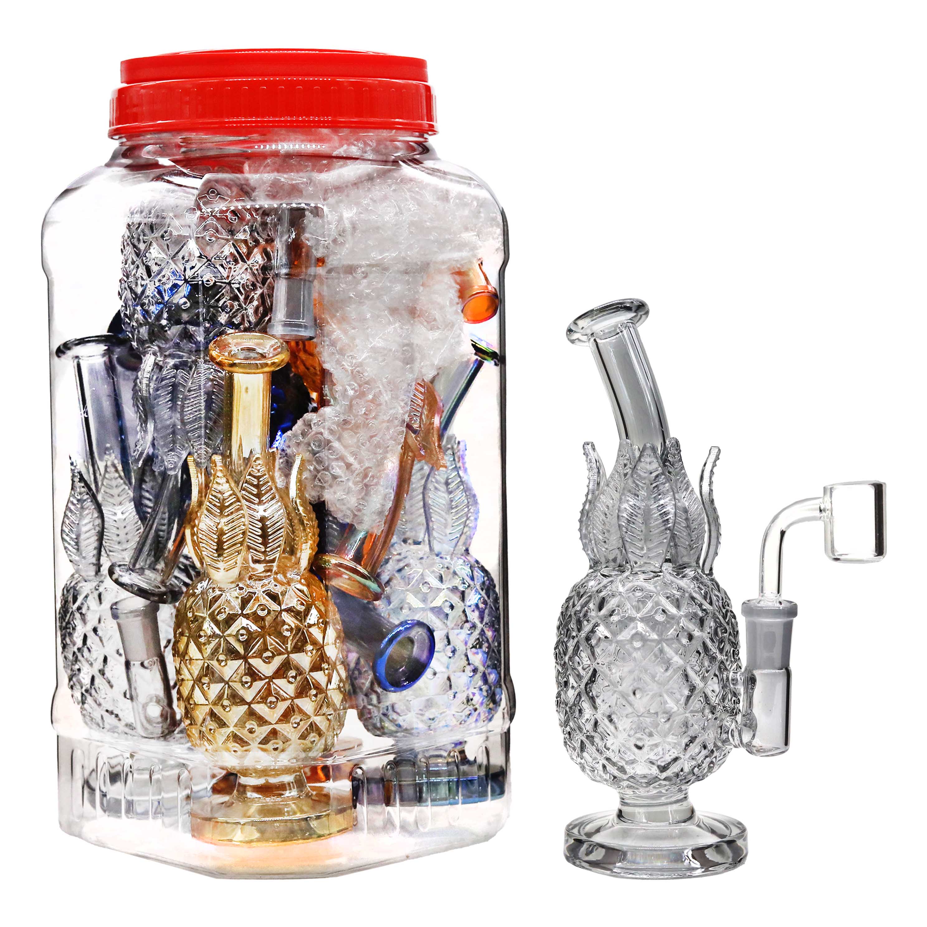 Full Color Pineapple Waterpipe with Banger (WPM0184) | 9 inch | 7 Count Display product image