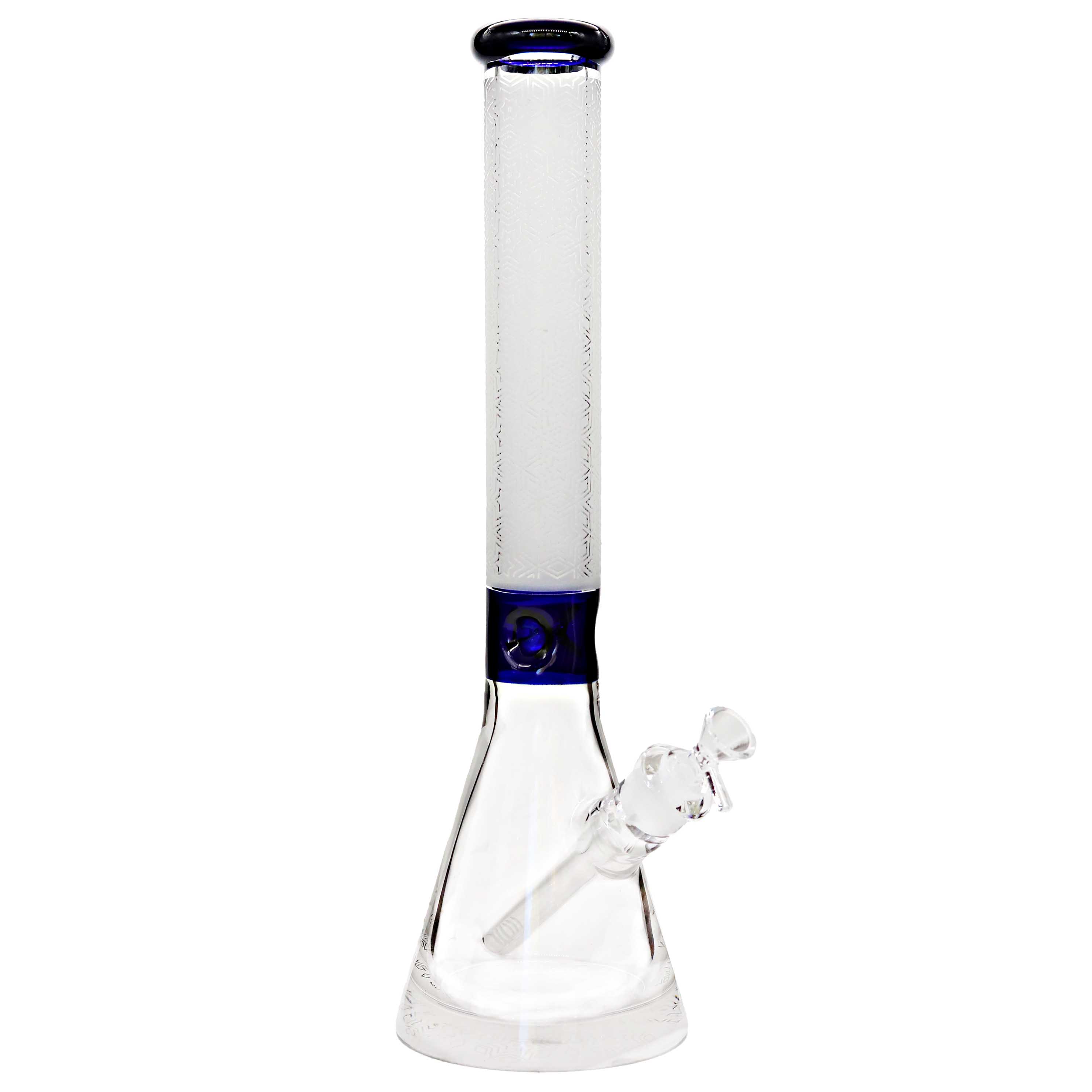 Frosted Etched Design Beaker Waterpipe (WPMG54) | 17 inch | Assorted Colors product image