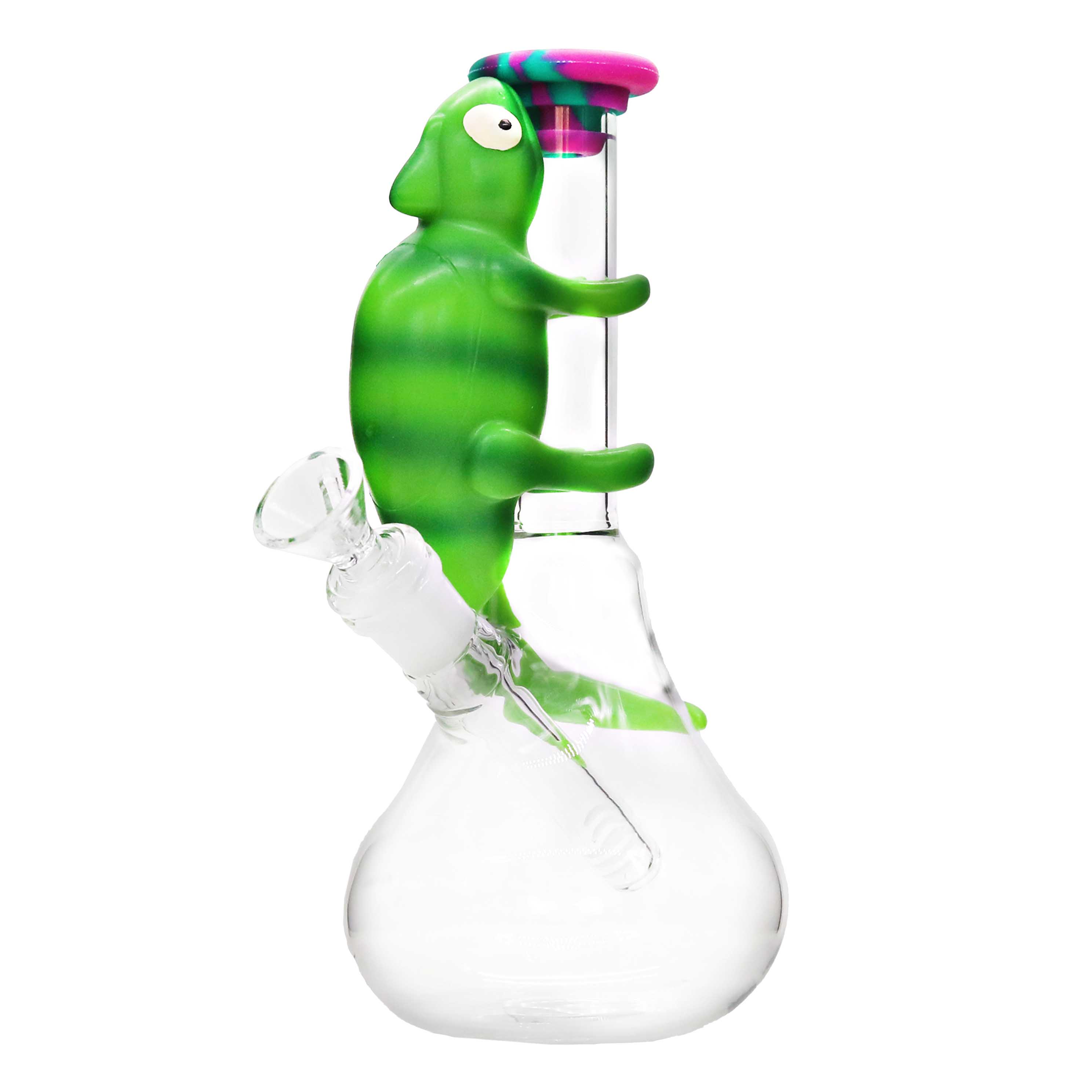 Silicone Lizard On Clear Glass Waterpipe (WPY389) | 9 inch | Assorted Colors product image