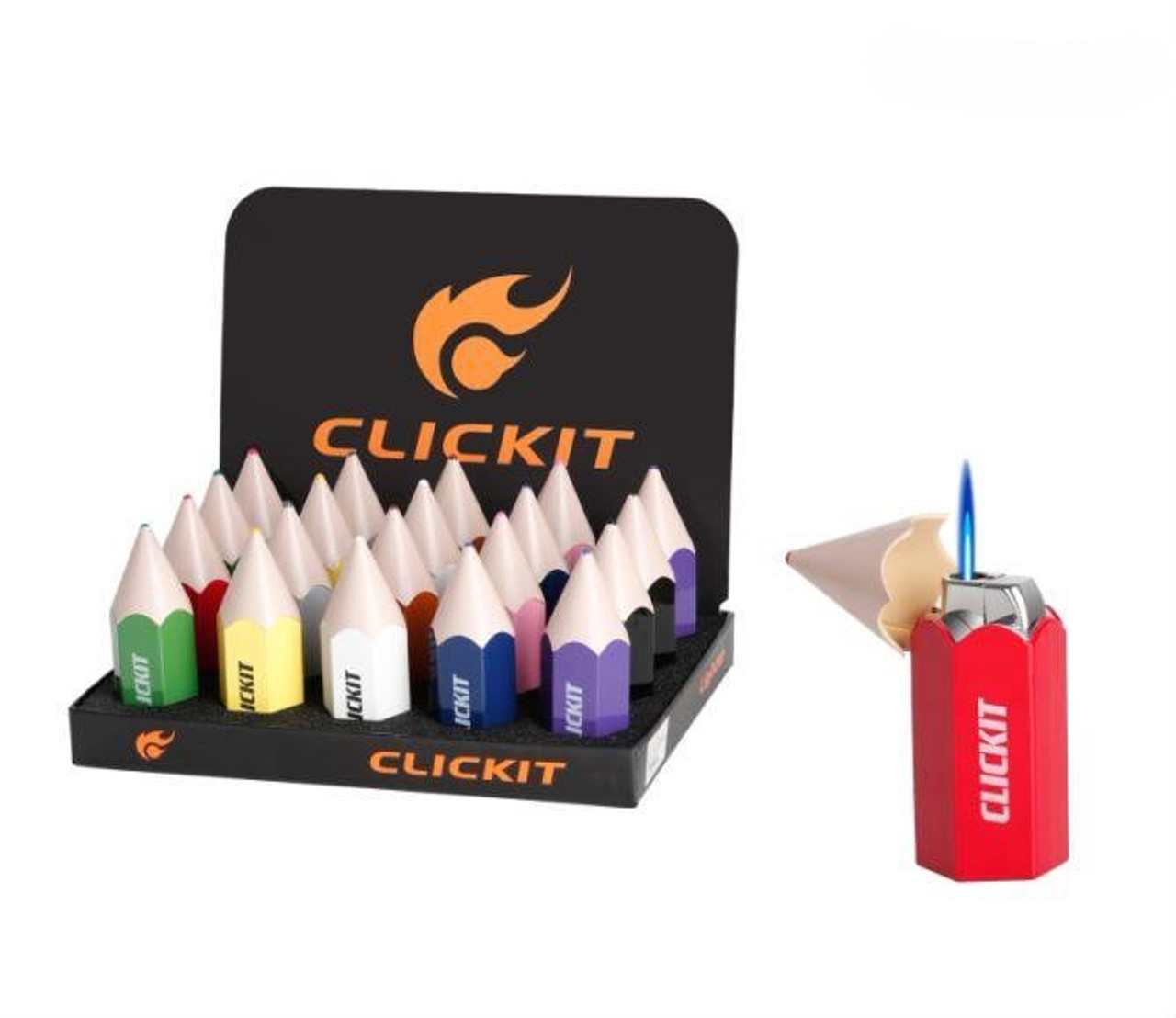 Clickit Mix Colors Crayon Pencil Torch Lighters (GH-5005) | 20 Count Display product image