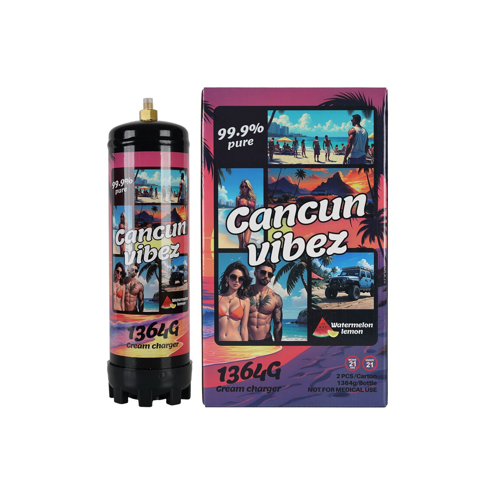 Cancun Vibez Nitrous Oxide | 2.2 Litre | 1364 Grams | 2 Count Per Case product image