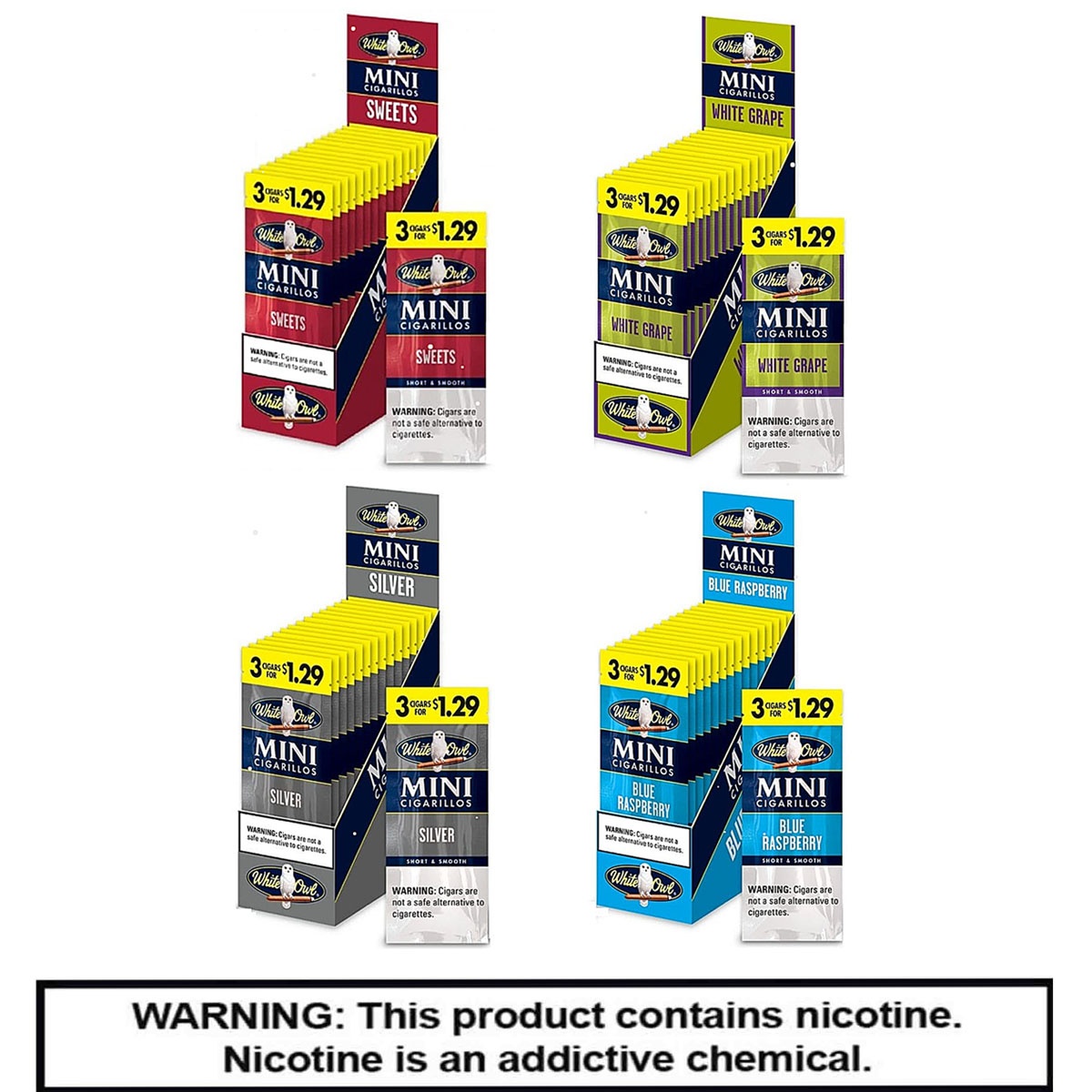 White Owl Rolled Cigars | Mini | 3 Pack For $1.29 | 15 Count Display product image