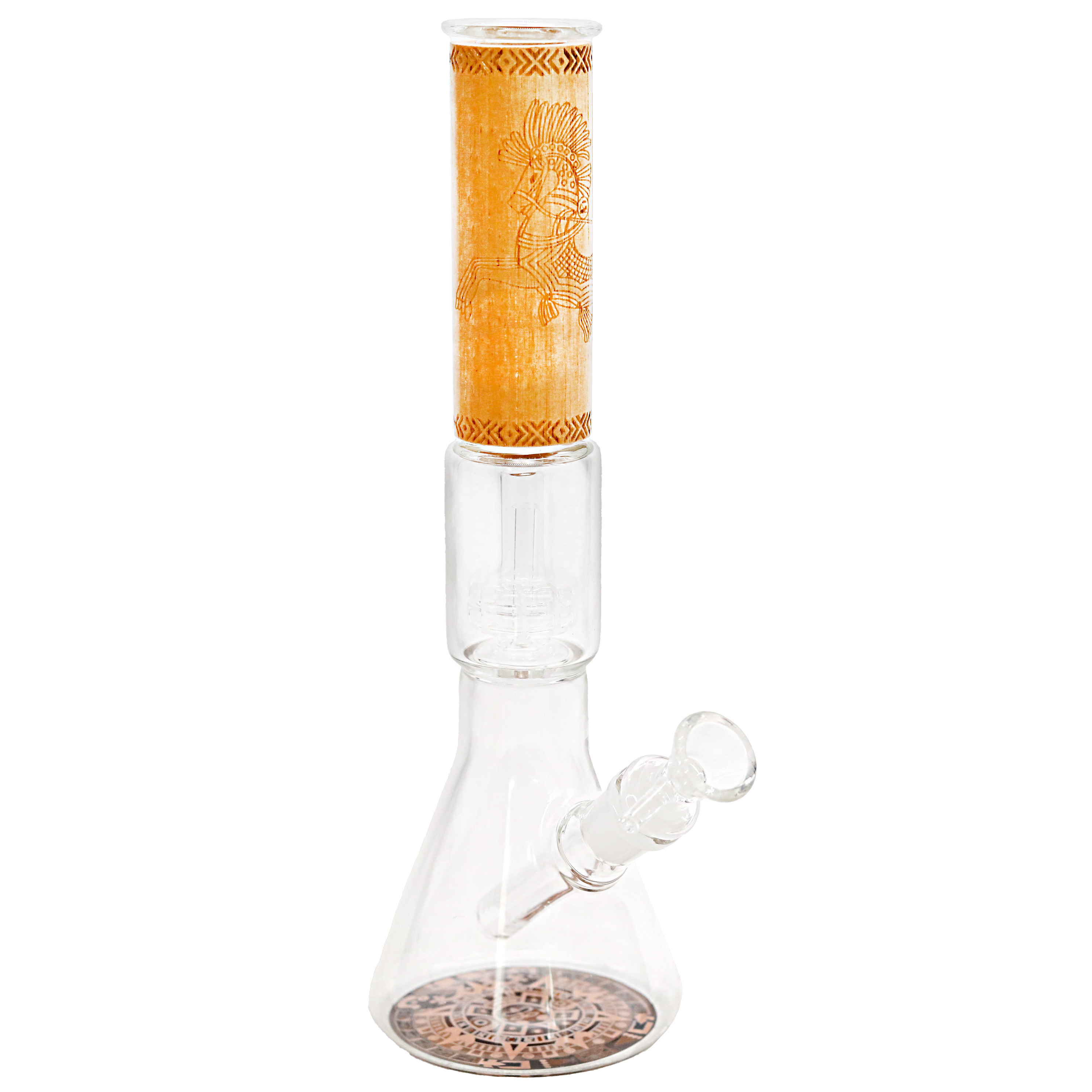 Wooden Carved Top With Tree Arm Perc Beaker Waterpipe | 12 inch | Assorted Colors product image
