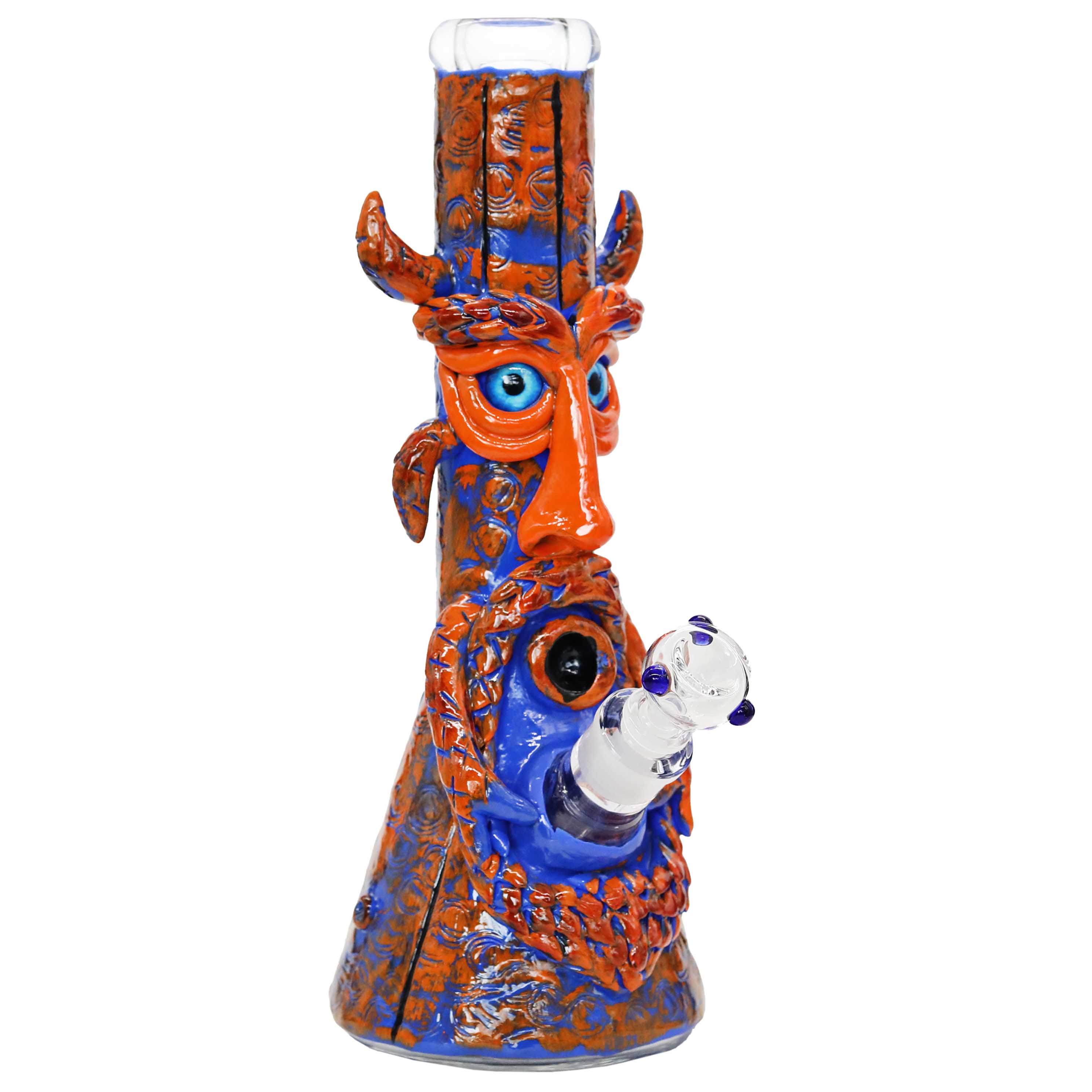 Hand Pianted Fantasy Myth Guardian Heavy Beaker Waterpipe (XJ70) | 14 inch | Assorted Colors product image