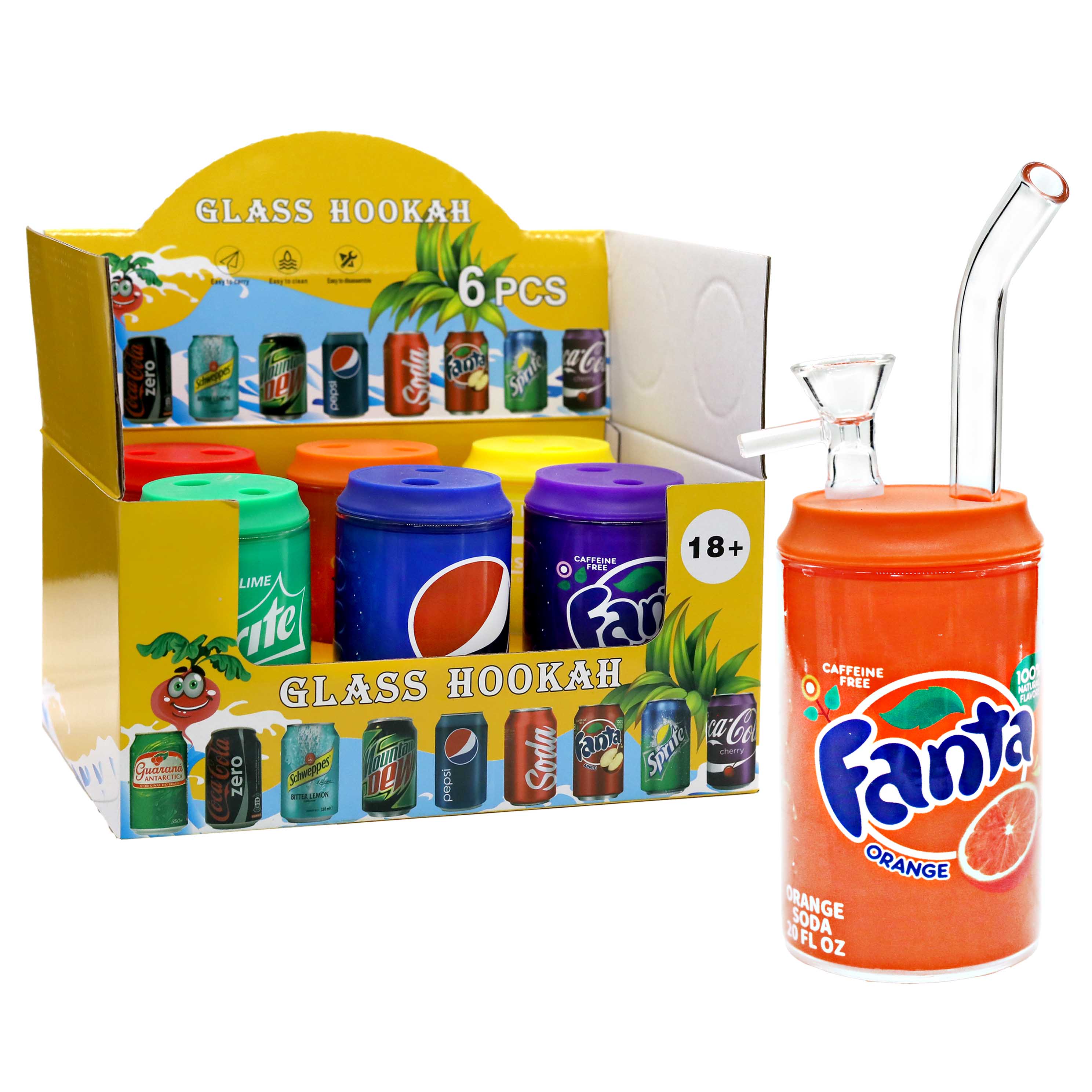 Mixed Beverages Silicone Top With Glass Body Waterpipe (YP-TZ-032) | 5 inch | 6 Count Display | Assorted Colors product image