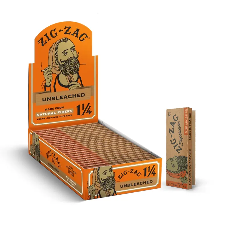 Zig Zag Ultra Thin Unbleached Slow Burning Rolling Papers | 11/4 Size | 24 Count Display product image