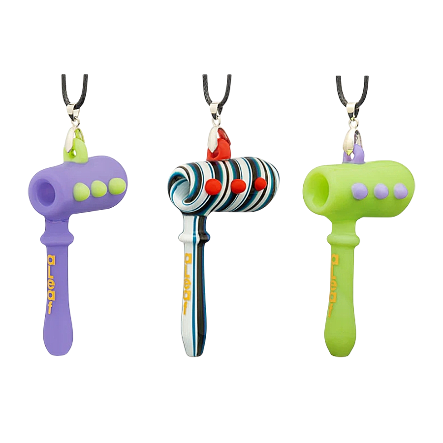 aLeaf Swirl Design Hammer Pendant Handpipe (ALHP2049) | 3.5 inch | Assorted Colors product image