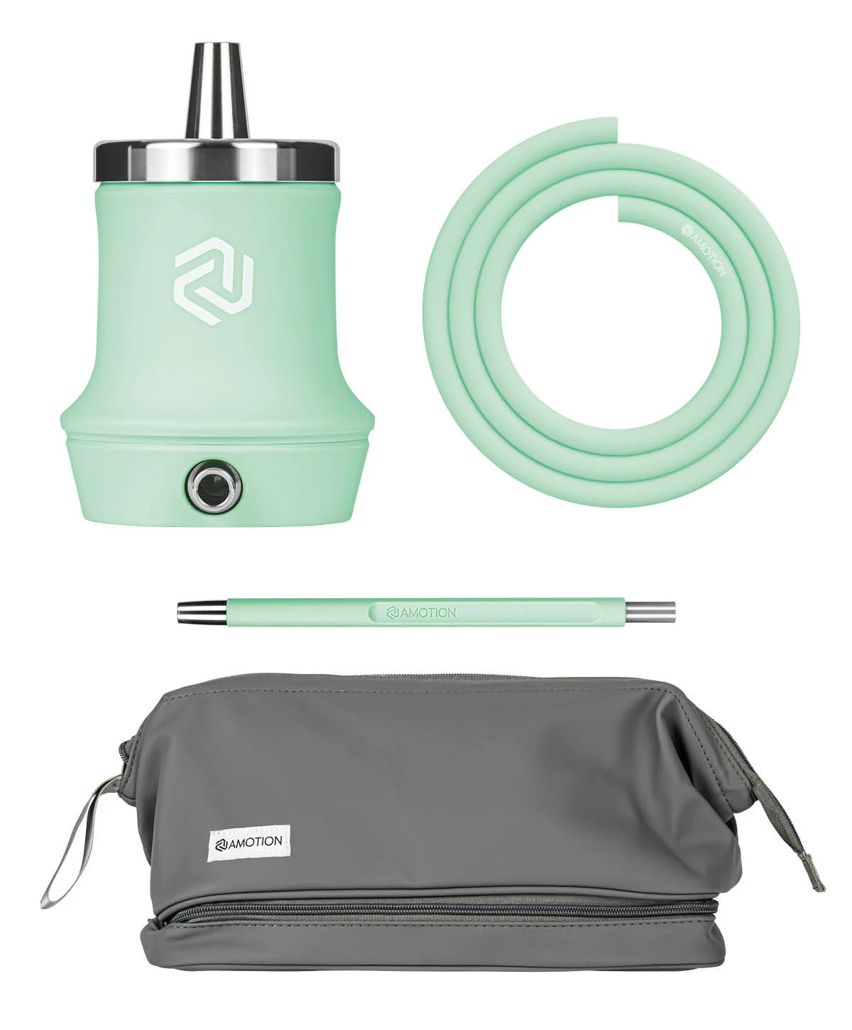 Amotion Roam Silicone Body 1 Hose Hookah Kit With Bag | 15 inches | Mint product image