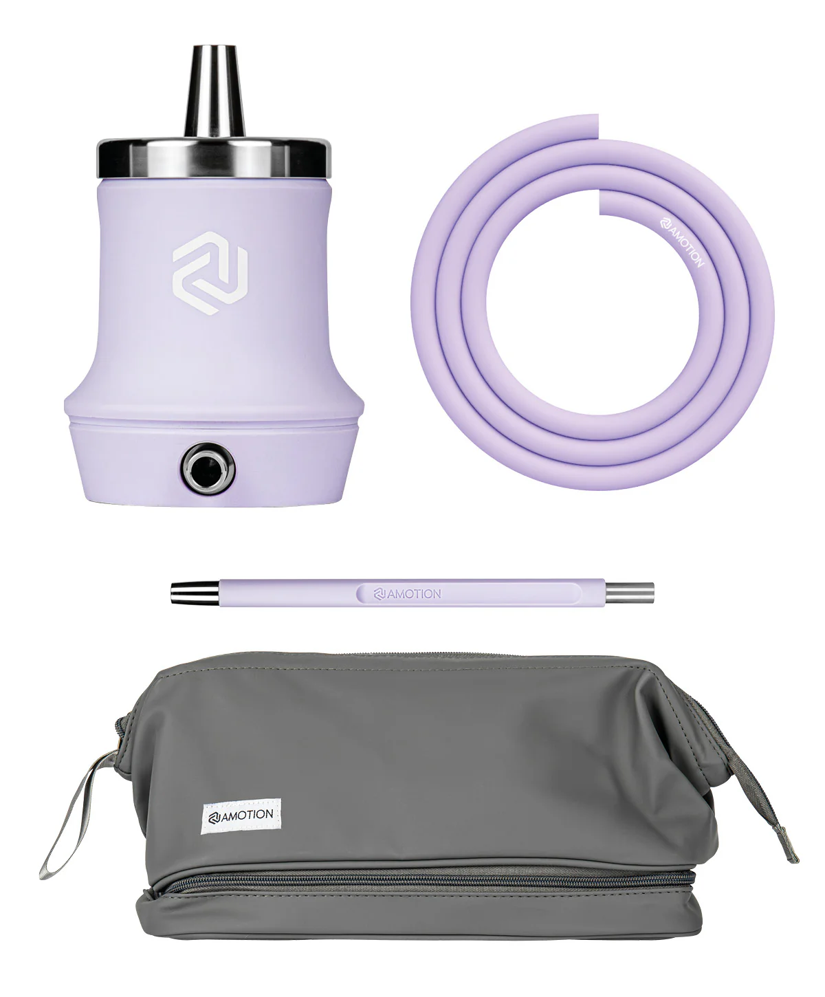 Amotion Roam Silicone Body 1 Hose Hookah Kit With Bag | 15 inches | MAUVE product image