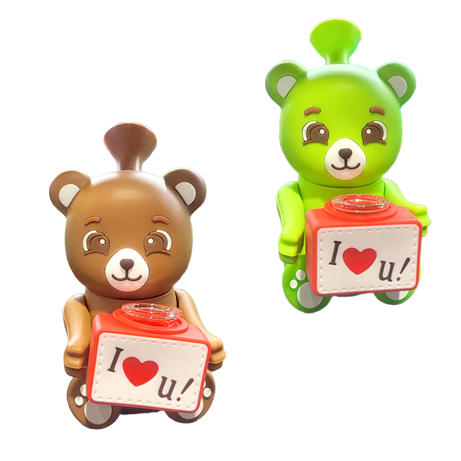 Teddy Bear Holding I Love U Suitcase Silicone Waterpipe (SA977) | 6 inches | Assorted Colors product image