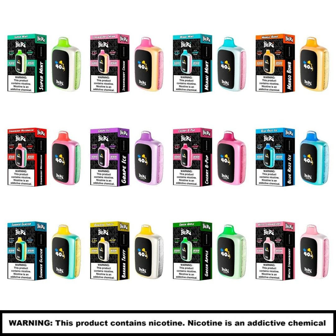 Crush Beri Worlds 1ST Adaptive Power Disposables | 5% Nicotine | 50000 Puffs | 5 Count Display product image