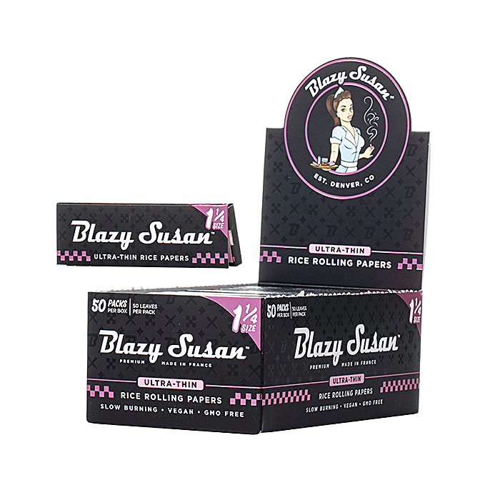 Blazy Susan Black Ultra Thin Rice Rolling Papers | 11/4 Size | 50 Pack product image