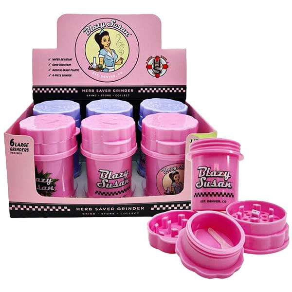 Blazy Susan Large Herb Saver 4 Part Grinder | 6 Count Display | Assorted Colors product image