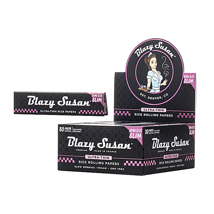Blazy Susan Black Ultra Thin Rice Rolling Papers | King Size Slim | 50 Pack product image