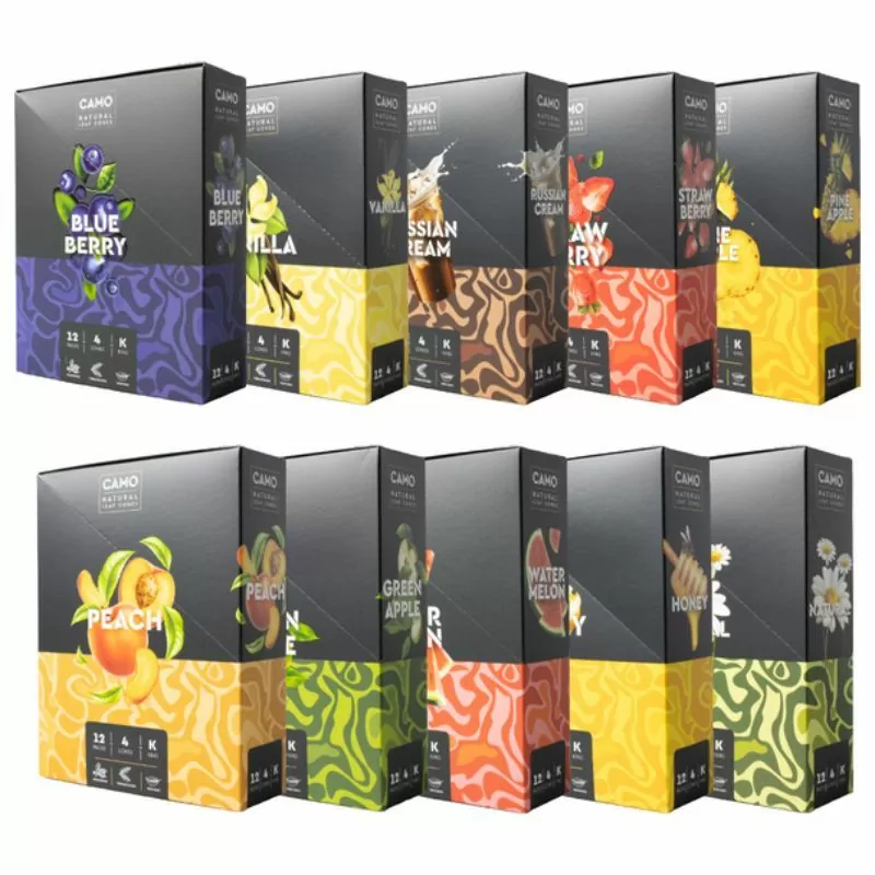 Camo Natural Leaf Cones | King Size | 4 Pack | 12 Count Display product image