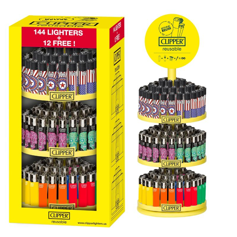 Clipper 3 Tier Carousel Lighter | 144 Count Display | Assorted product image