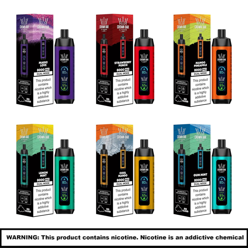 Crown Bar Rechargable Disposables | 5% Nicotine | 8000 Puffs | 5 Count Display product image