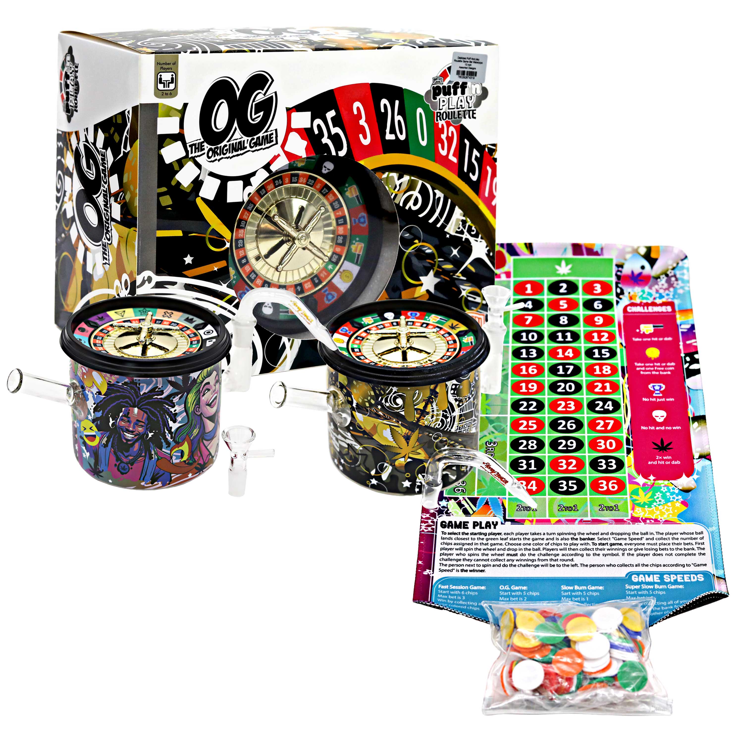 Dabtized Puff And play Roulette Game Set Waterpipe | 10 inch | Assorted Designs - image 1 of 2