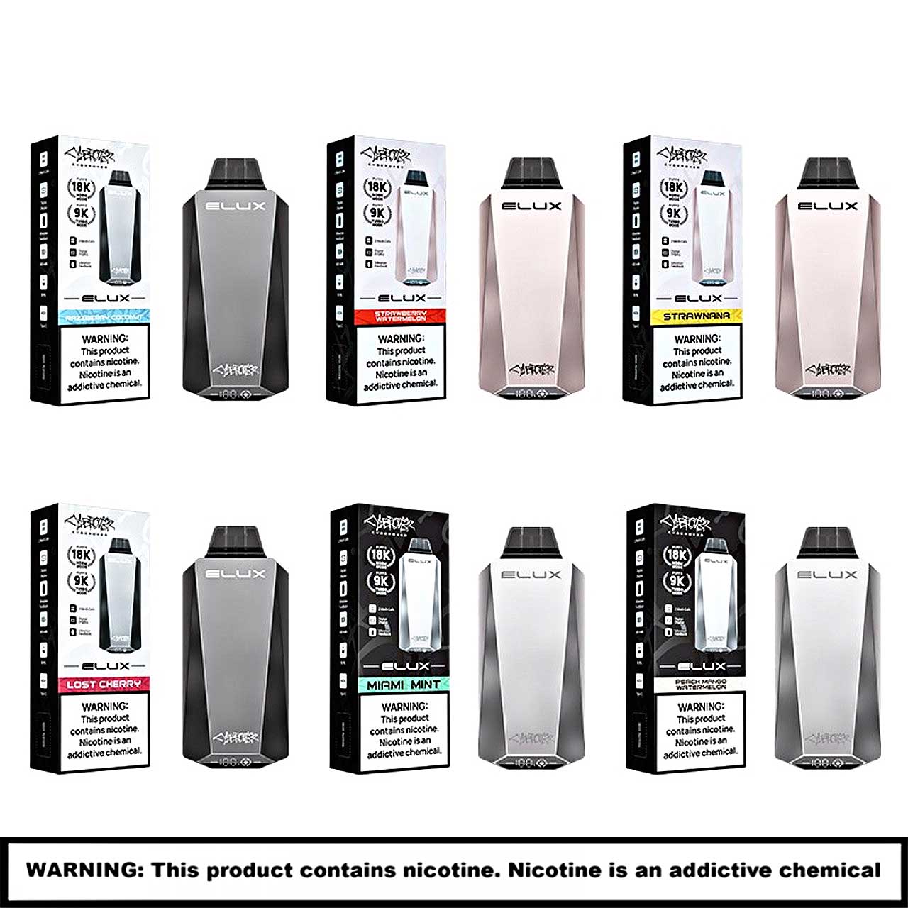 Elux Rechargable Disposables | 5% Nicotine | 18000 Puffs | 5 Count Display product image