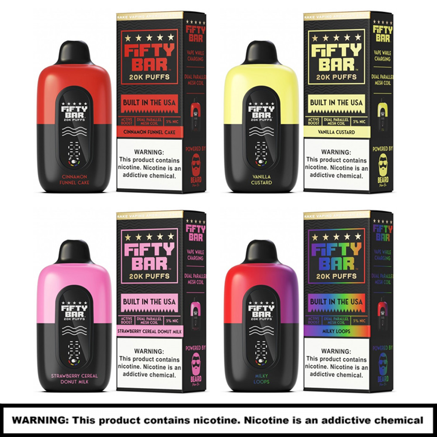 Fifty Bar V2 Disposables | 5% Nicotine | 20000 Puffs | 5 Count Display  product image