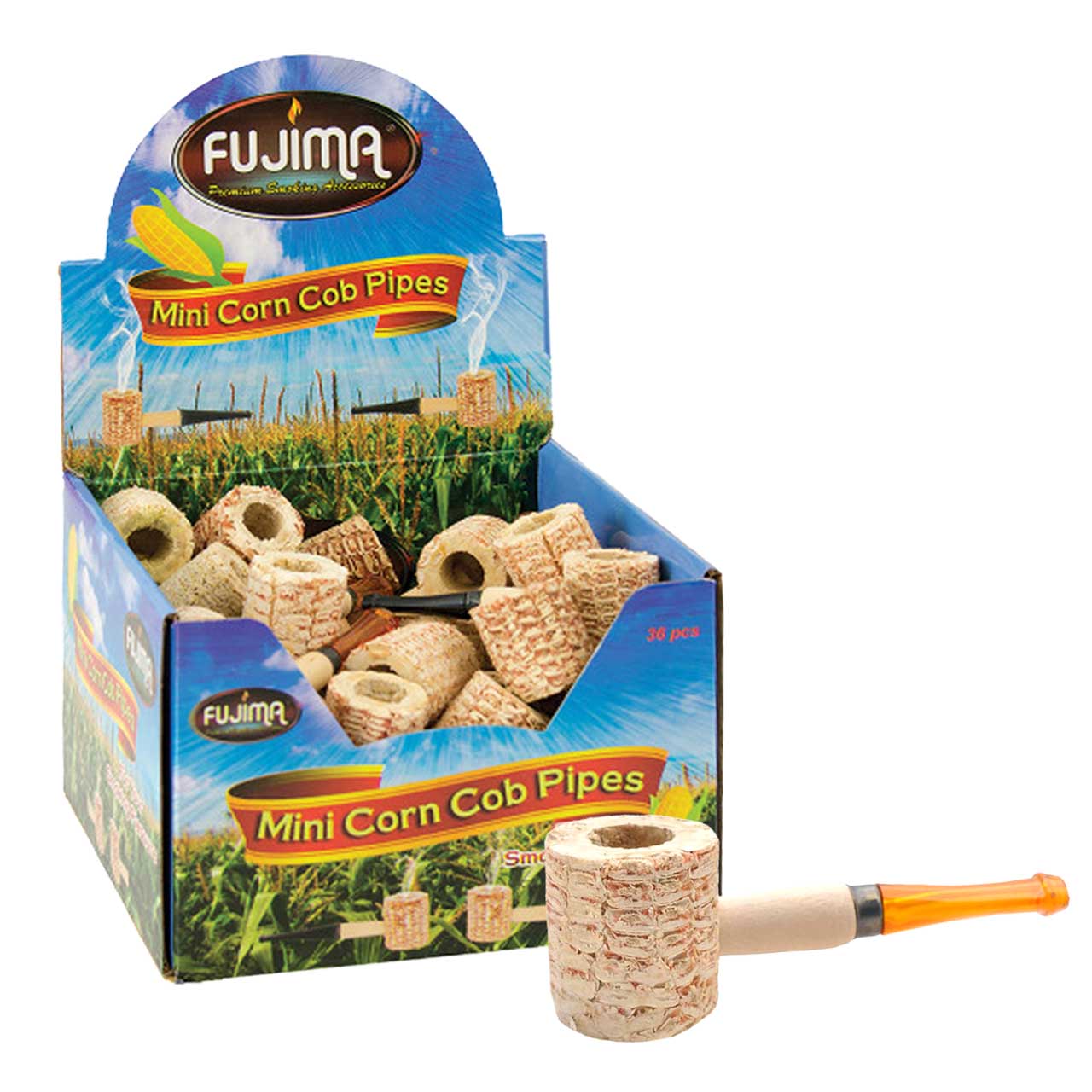 Fujima Mini Corn Cob Tobacco Pipe (CORNP) | 36 Count Display product image