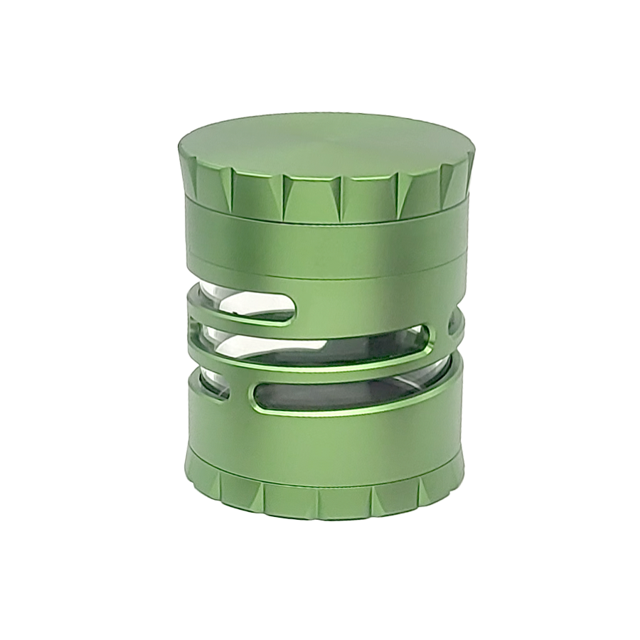 Crushers Matte Metallic Tomb Shaped See Through 4 Part Grinder (GR702) | Assorted Colors product image