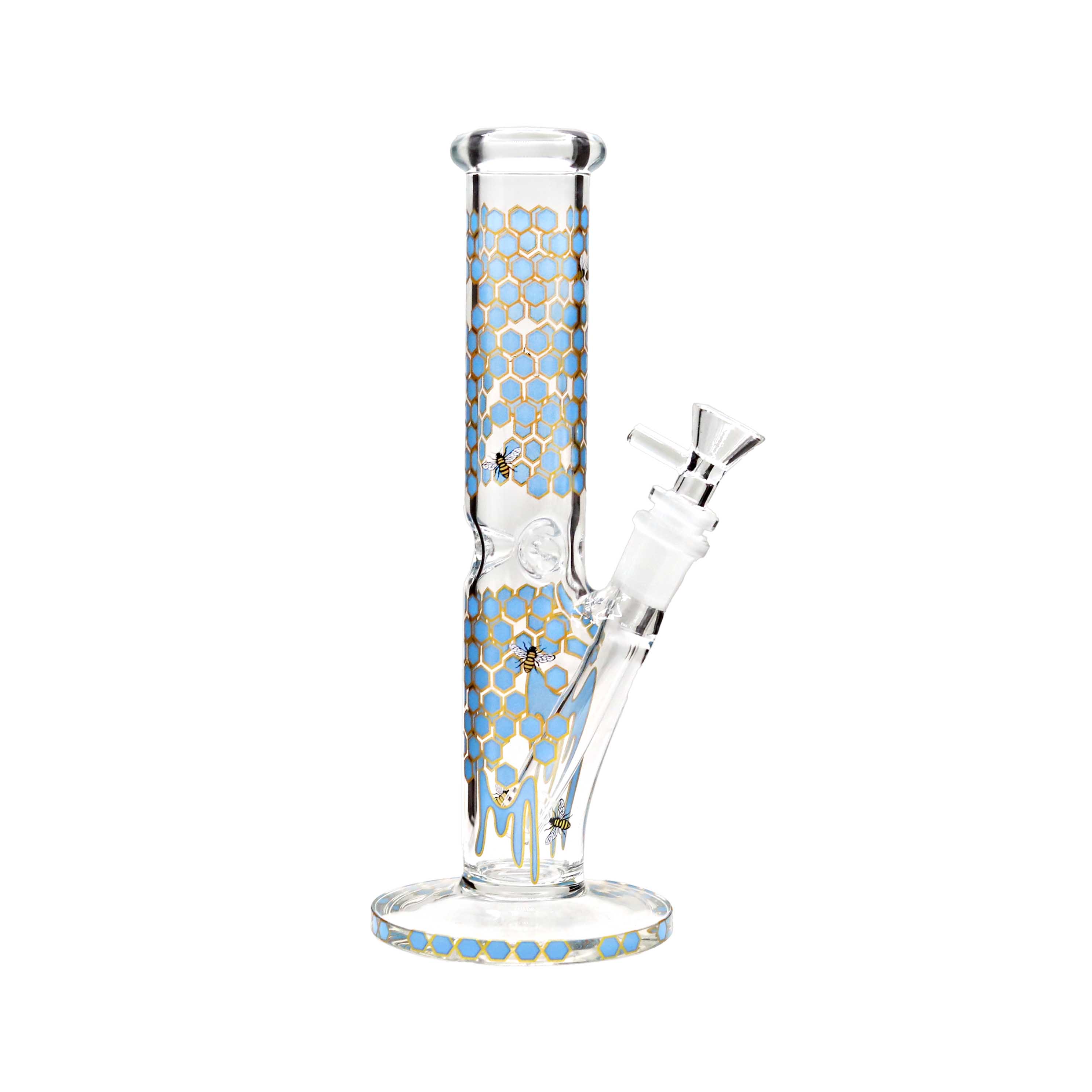 Honey With Honeycomb Design Straight Waterpipe (HXCP 431-C) | 10 inch | Assorted Colors product image