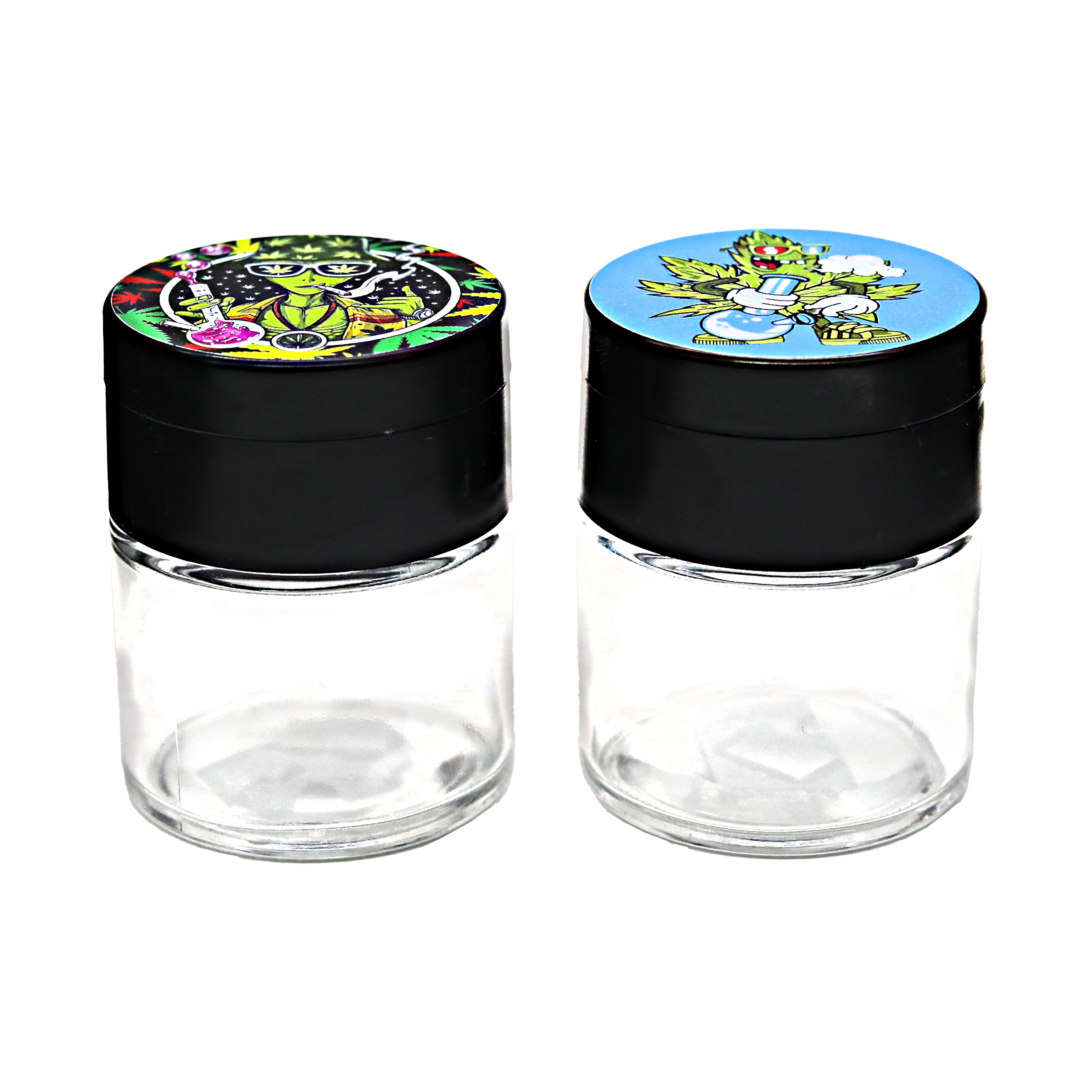 Airtight Glass Jars with 2 Part Grinder | Assorted Design product image