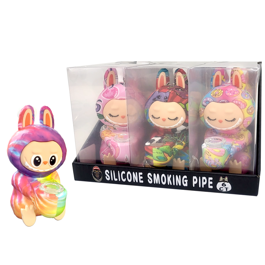 Mixed Printed Designs LABUBU Silicone Waterpipe (SWP-L202/206) | 5 inches | Assorted Colors product image
