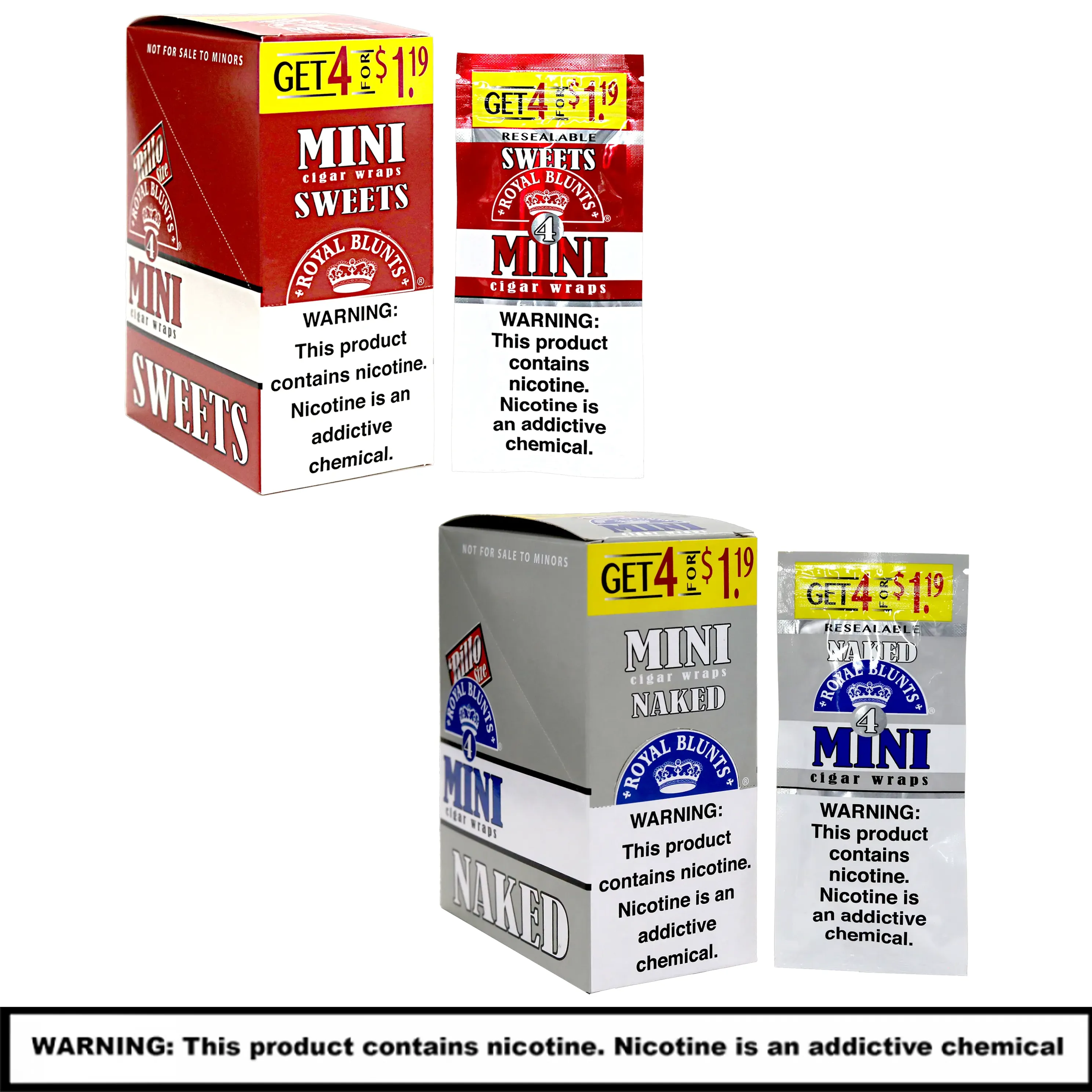 Royal Blunts Mini Cigar Wraps (4 For $1.19) | Rillo Size | 4 Pack | 15 Count Display product image