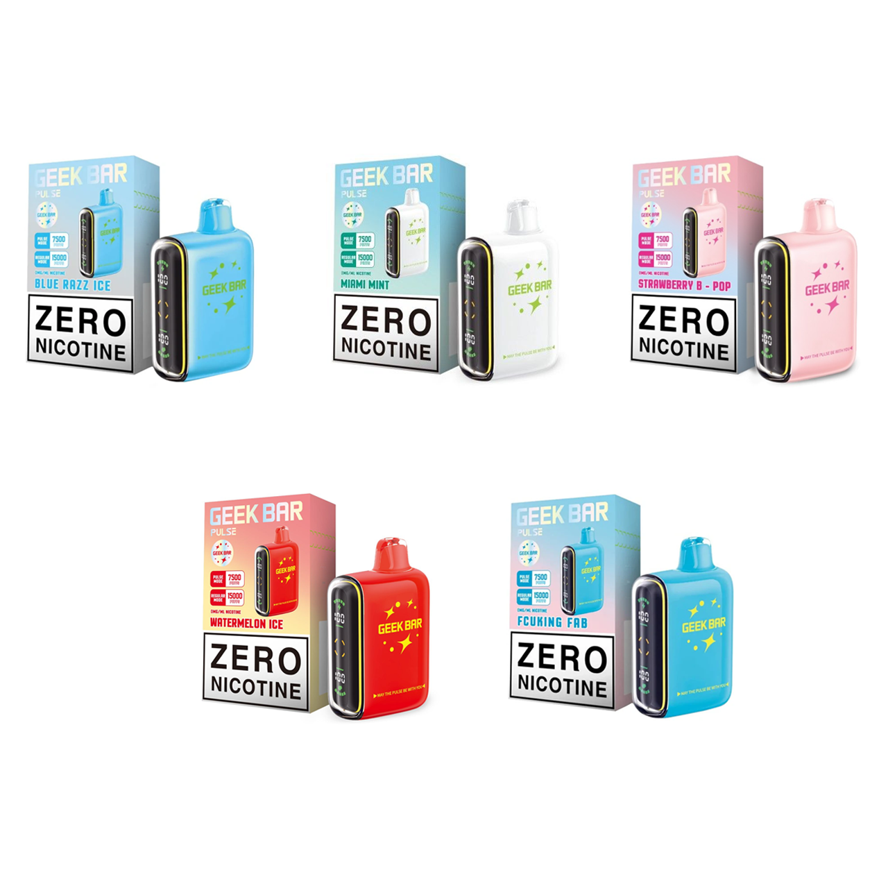 Geekbar Pulse Disposables | Zero Nicotine | 15000 Puffs | 5 Count Display product image