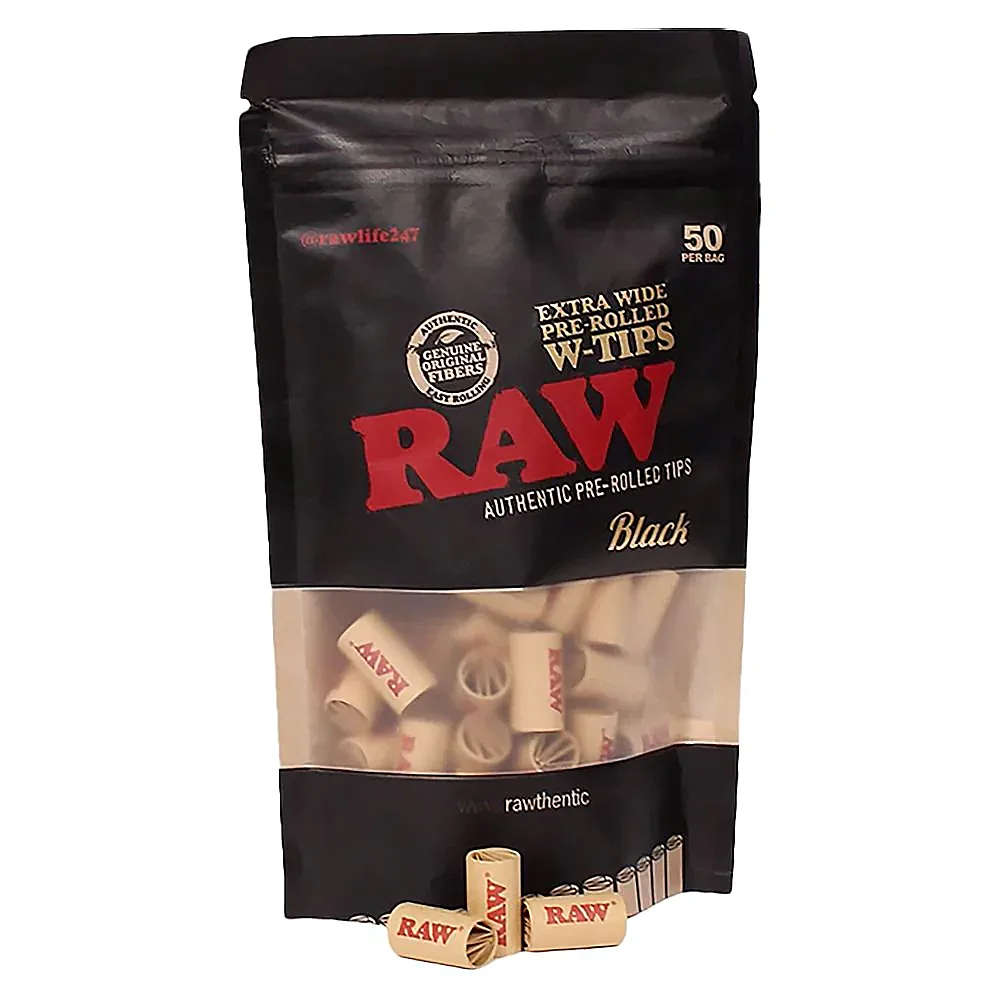 RAW Black Pre Roll Wide Tips | 50 Pack  product image