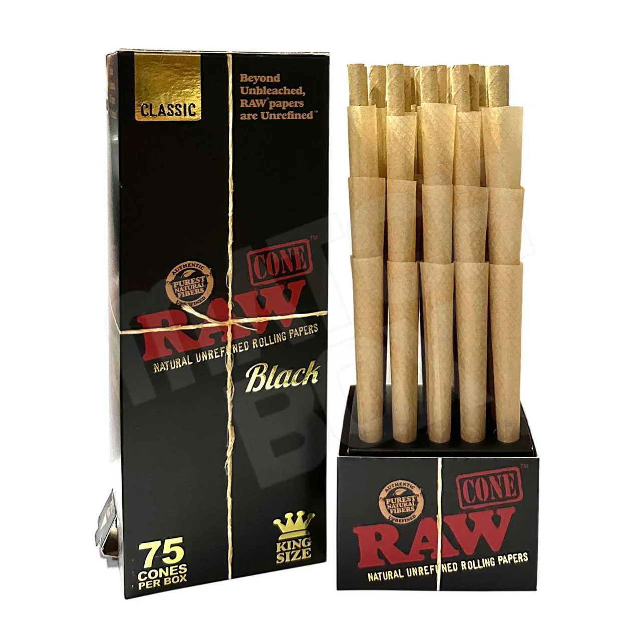 RAW Black Classic Cones | 1 1/4 | 75 Count Display  product image