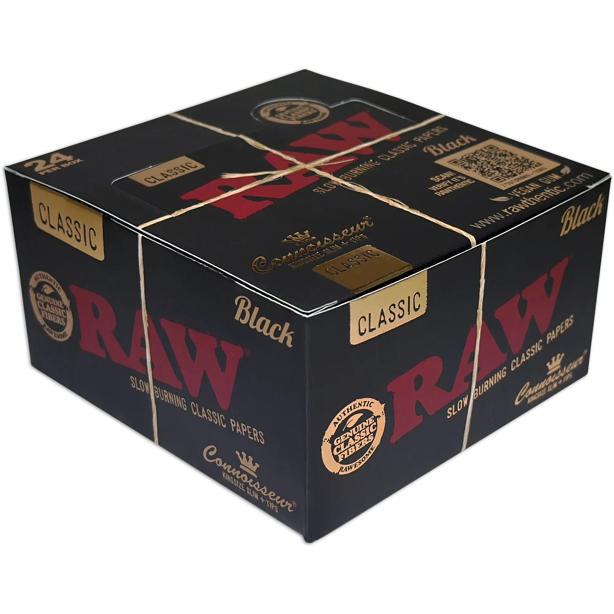 RAW Black Classic Connoisseur Papers | King Size Slim+Tips | 24 Count Display product image