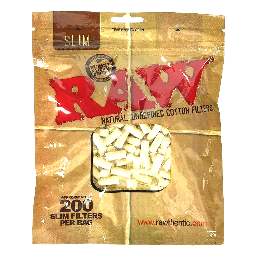 RAW Natural Unrefined Cotton Filters | Slim | 200 Count Per Bag product image