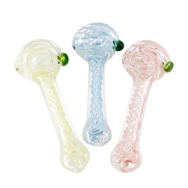Flat Tip one button on side Heavy Handpipe | 4 inch | Assorted product image