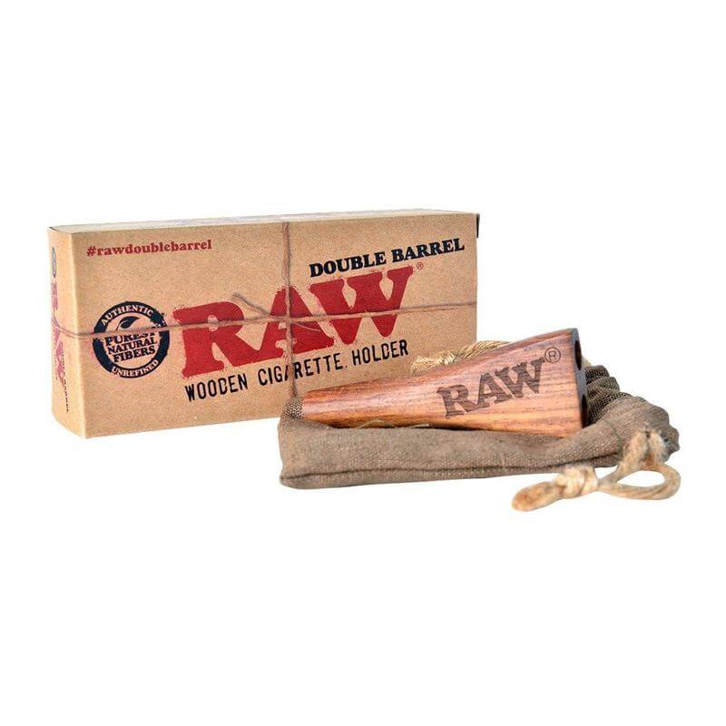 Raw Wooden Cigarette Holder Double Barrel | King Size product image