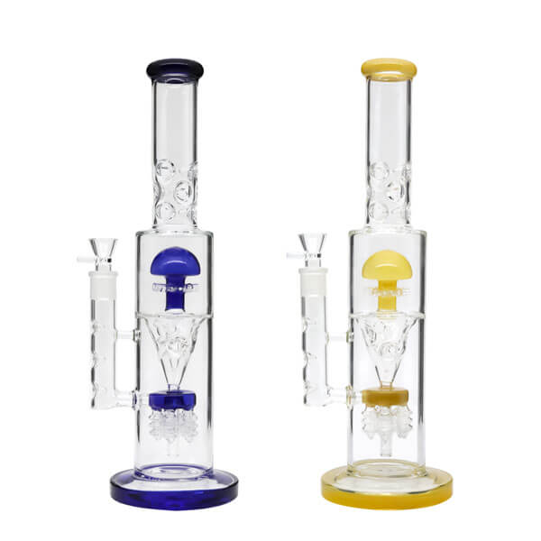 Multi Button with Showerhead Perc Waterpipe | 16 inch | Assorted Colors product image